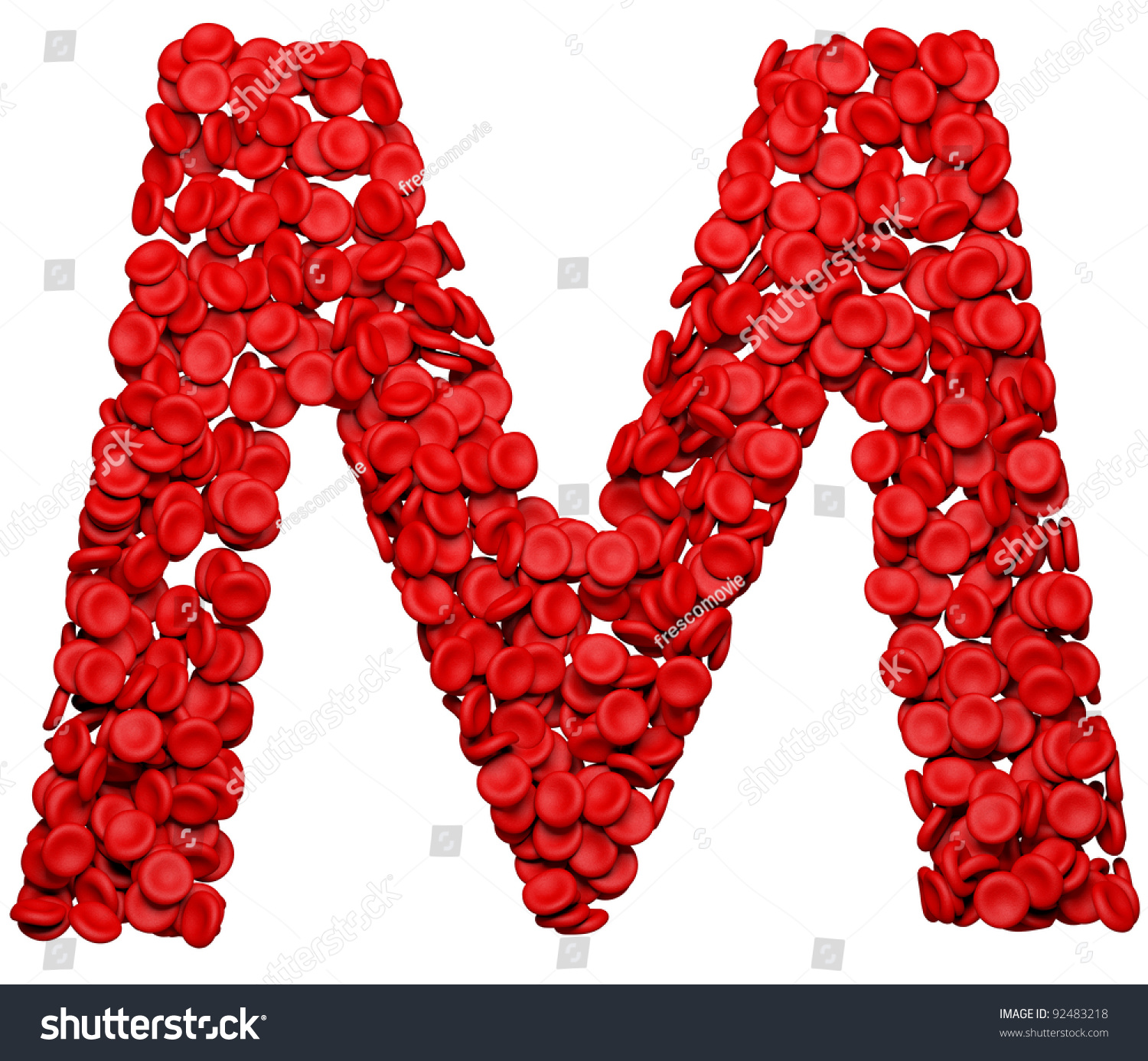 Letter M Made Red Blood Cells Stock Illustration 92483218 