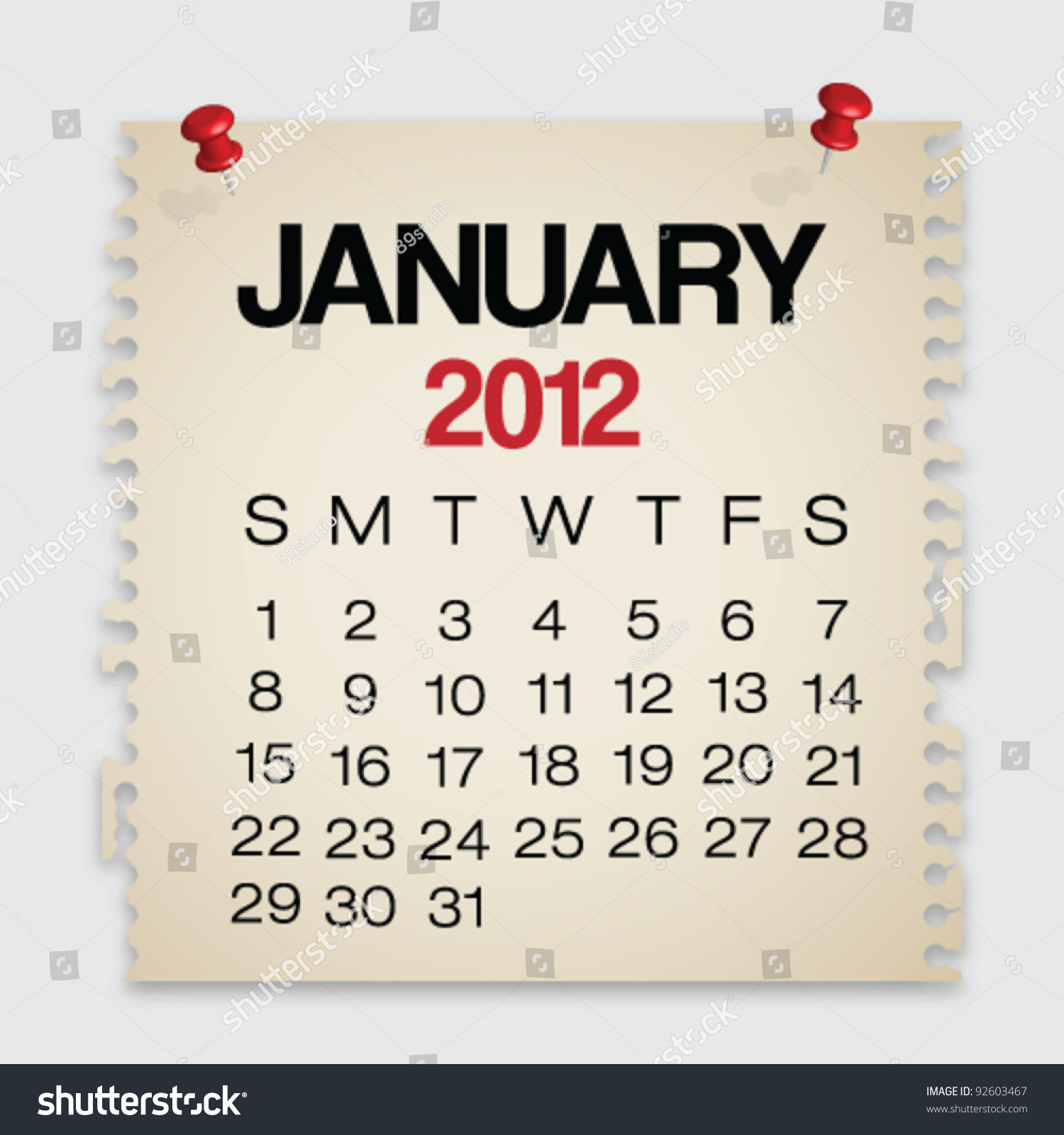 12 Calendar January Old Torn Paper Stock Vector Royalty Free Shutterstock