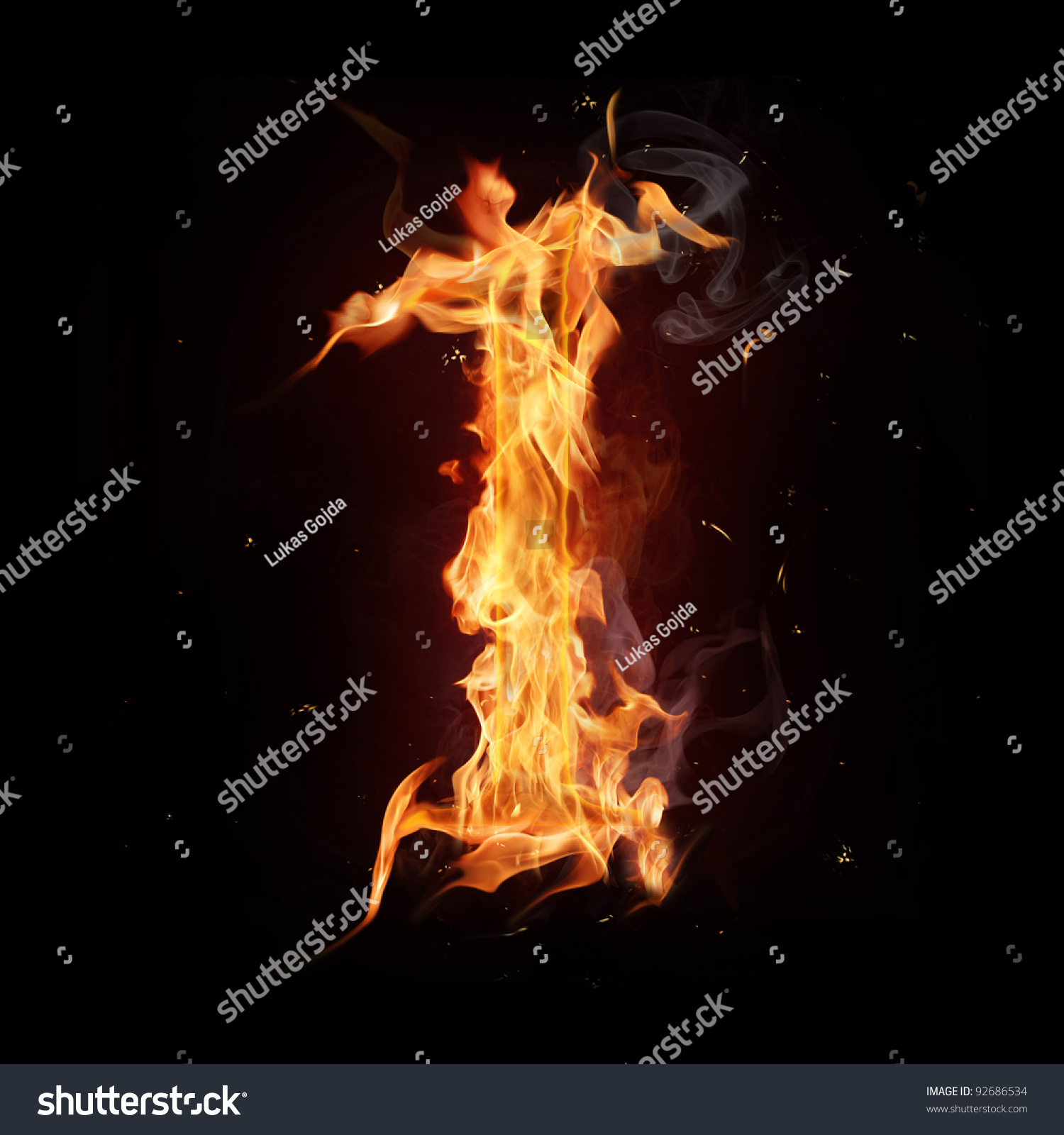 Fire Alphabet Number 1 Stock Photo 92686534 Shutterstock