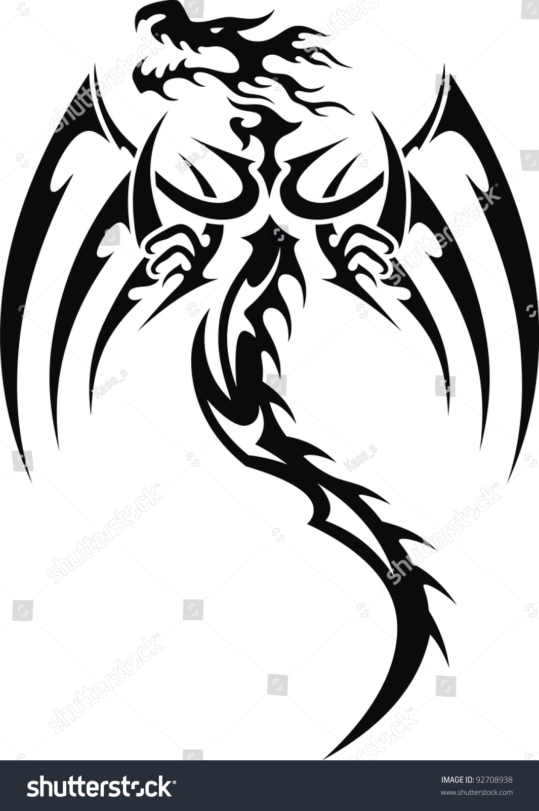 Stylized Dragon Form Tattoo Stock Vector (Royalty Free) 92708938 ...