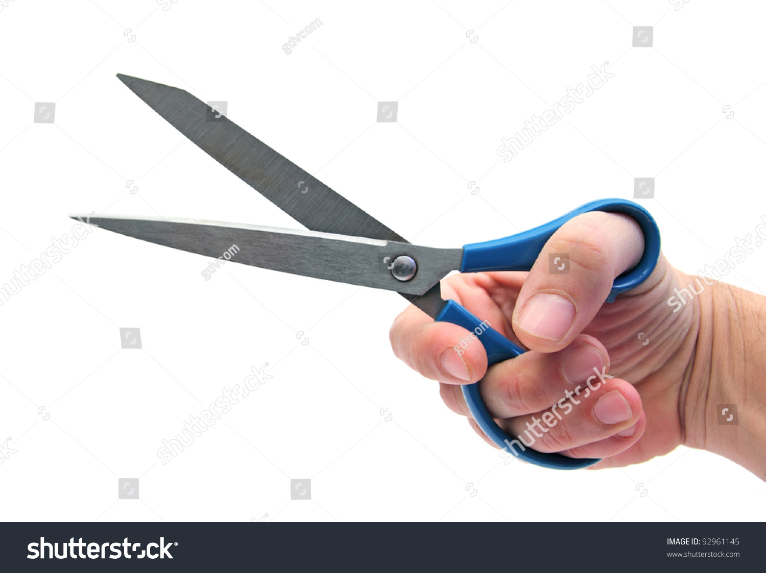 Hand Holding Scissors Over White Stock Photo 92961145 | Shutterstock