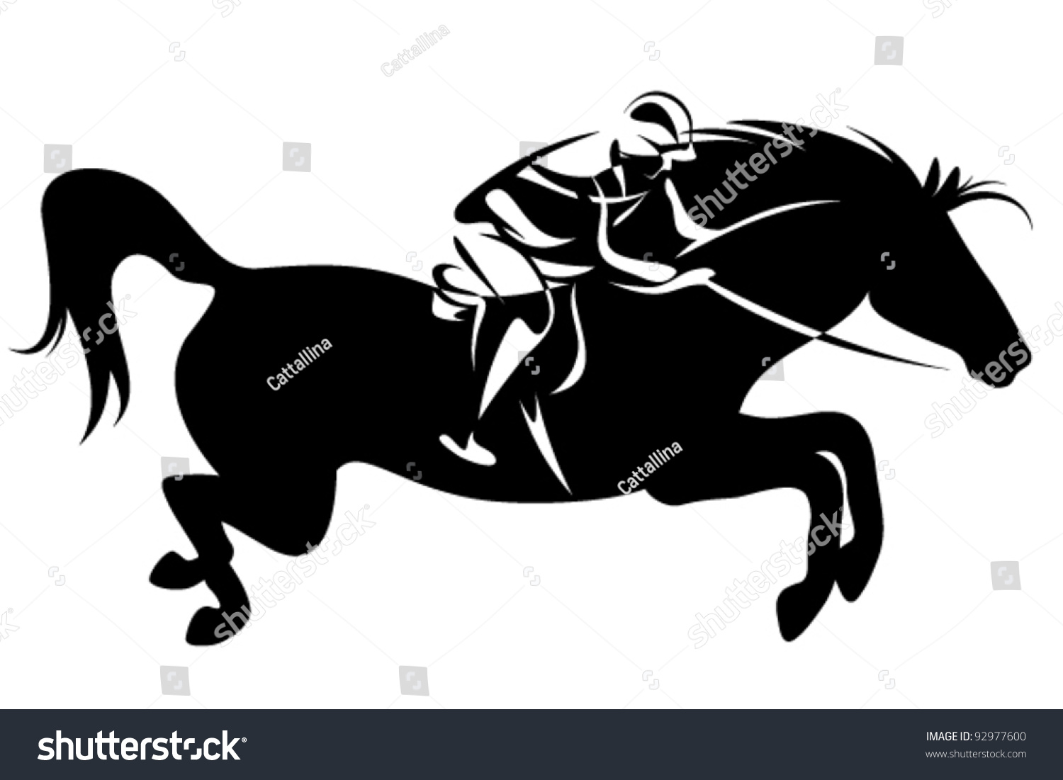 Jumping Horse Jockey Equestrian Sport Black Stock Vector (Royalty Free ...