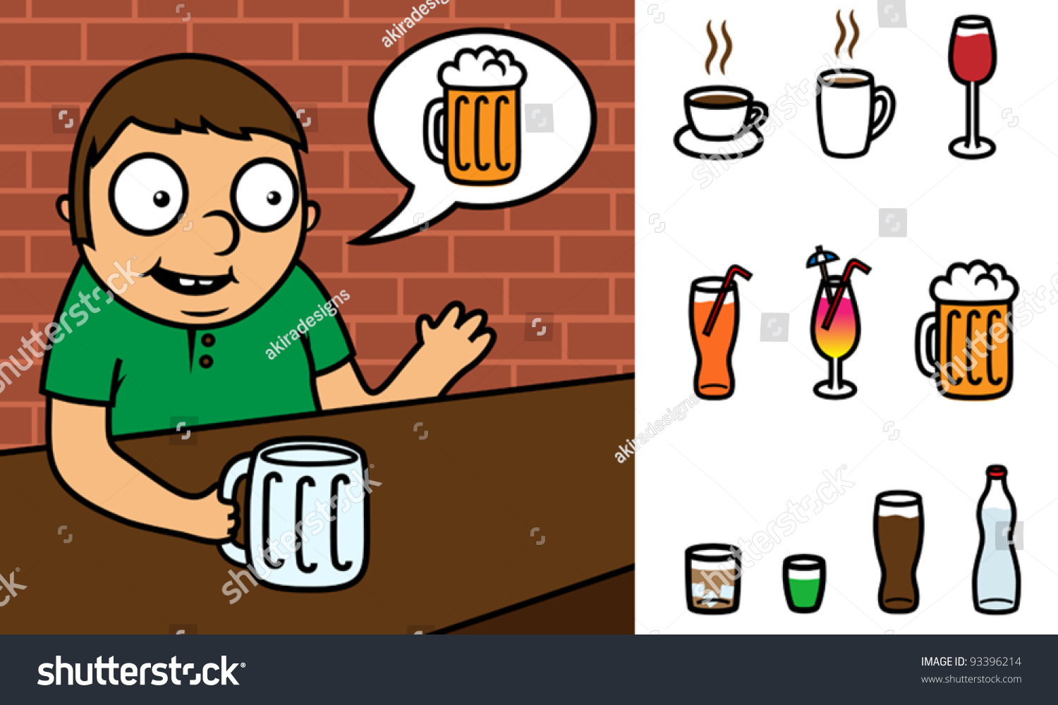 Order a drink. Ordering Drink cartoon at Bar.
