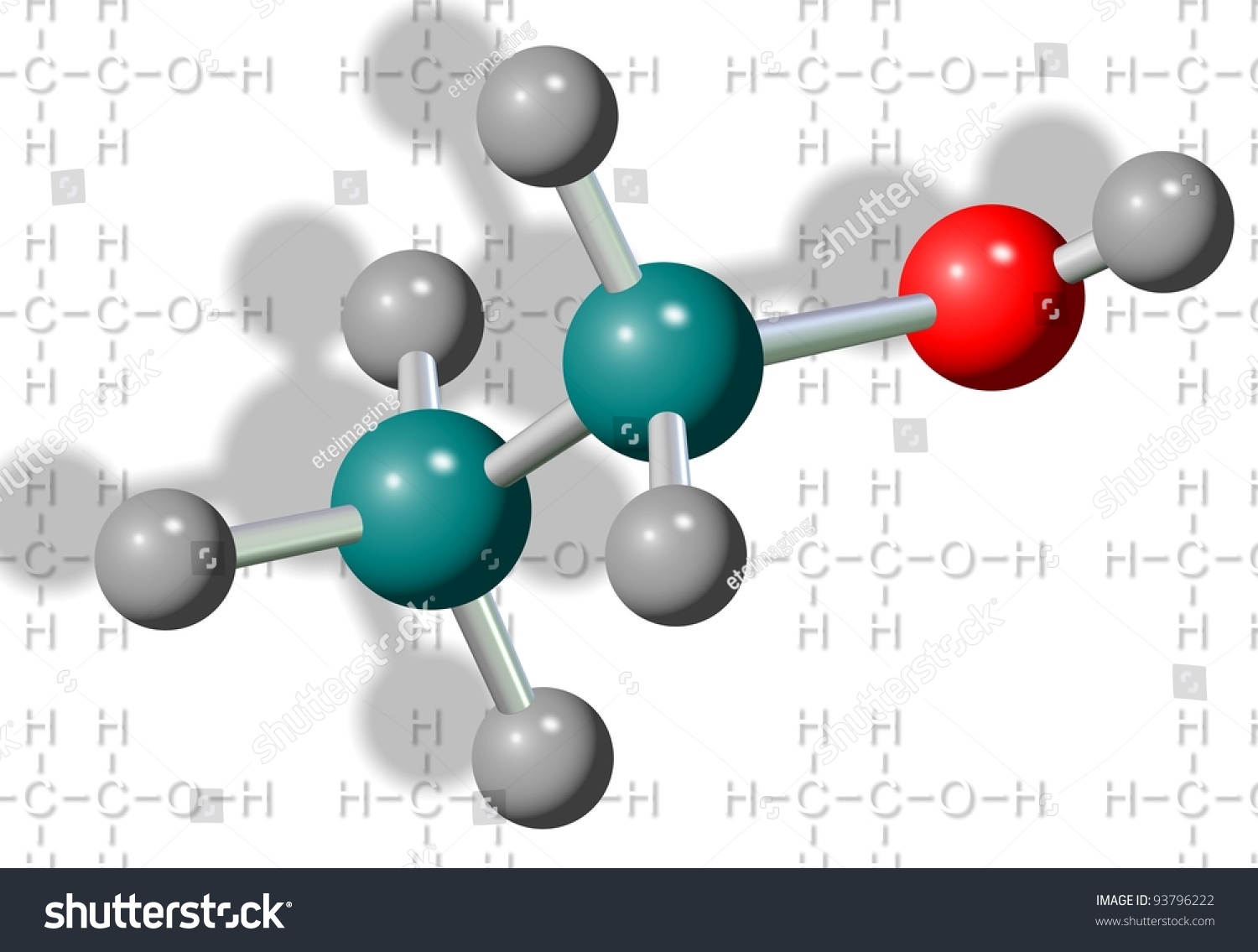 Three Dimensional Illustration Ethanol Molecule Ethanol Stock ...