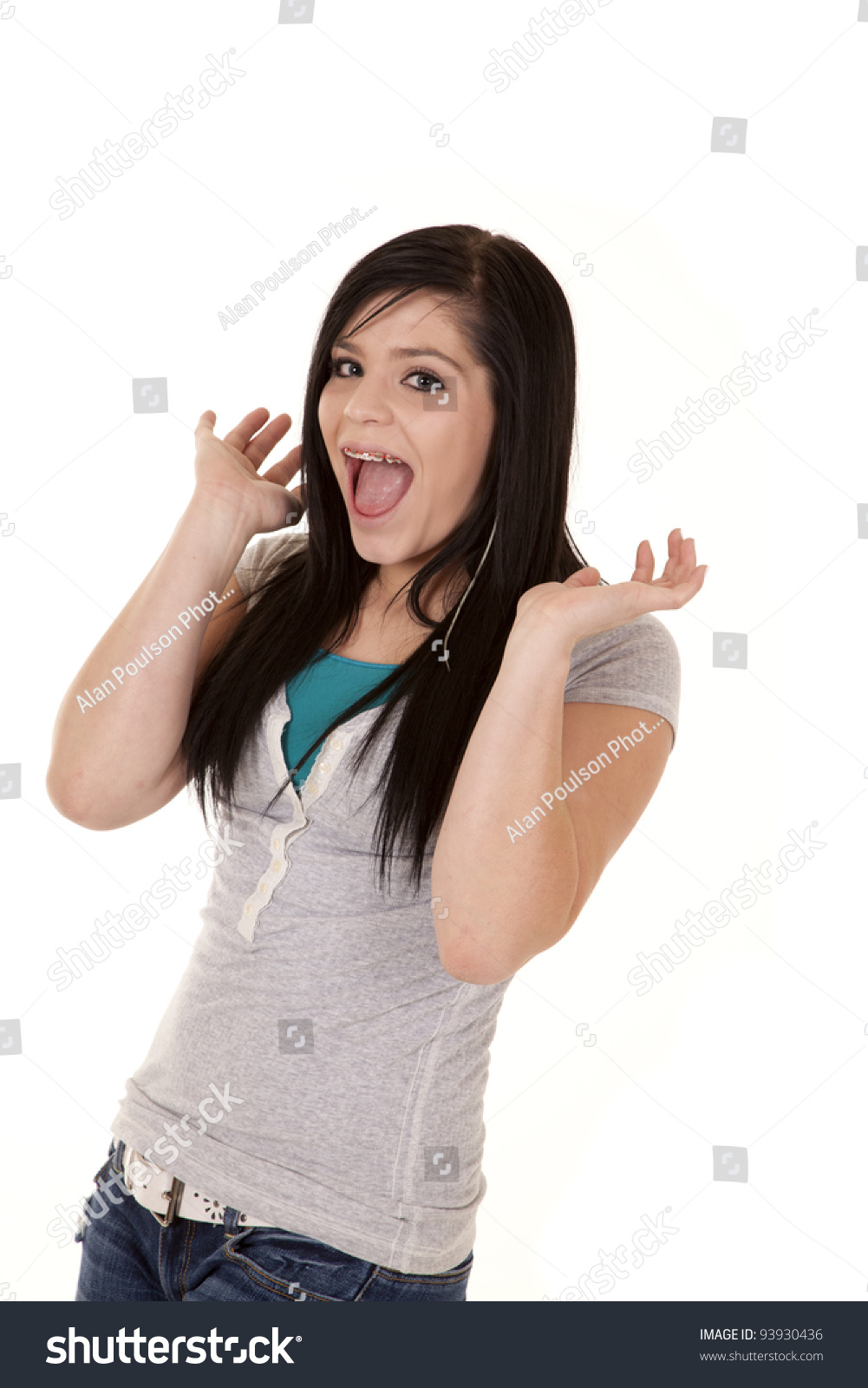 Teen Girl Showing Her Shocked Expression Stock Photo 93930436 ...