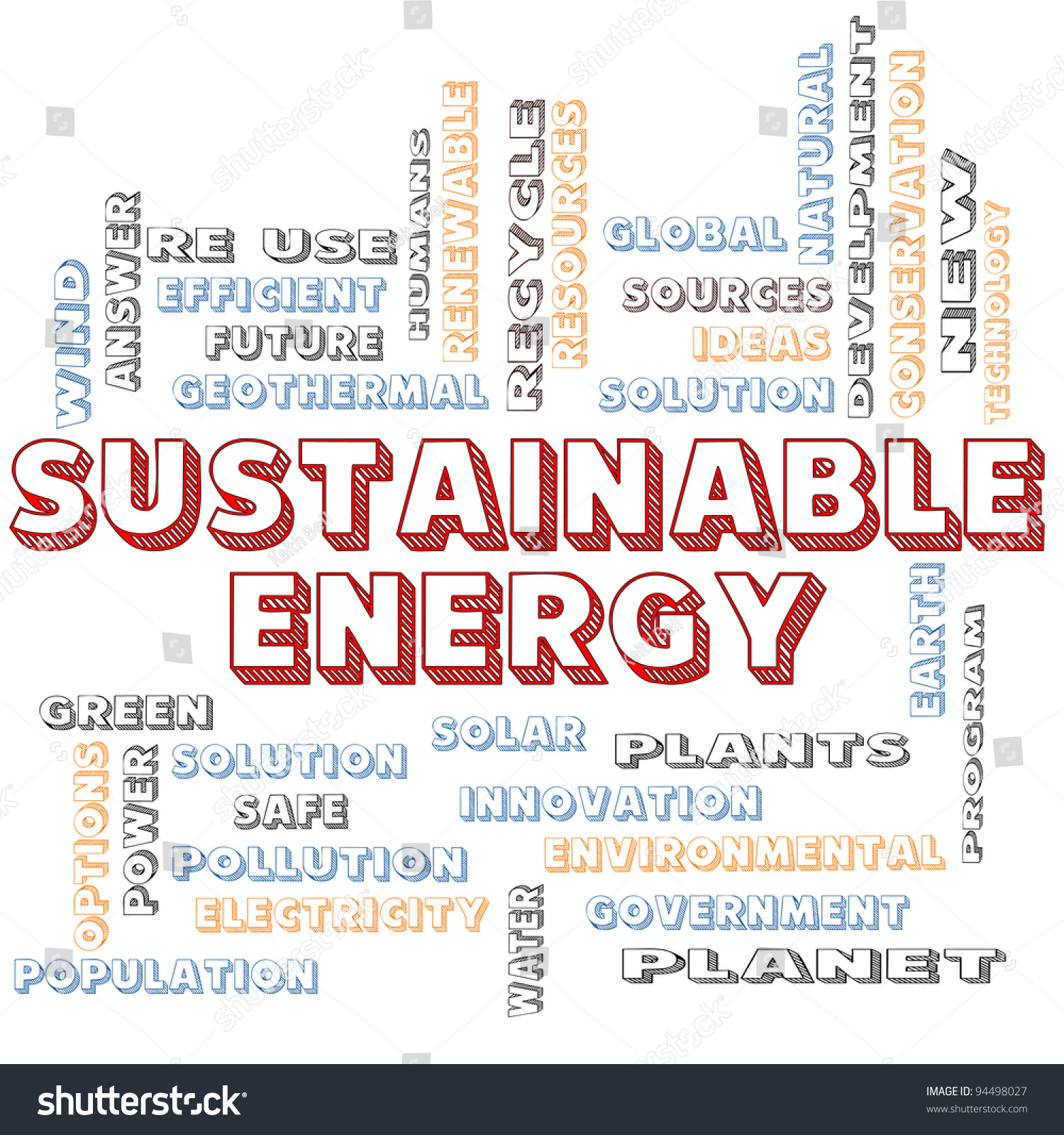 Sustainable Energy Block Letters Word Cloud Stock Illustration 94498027 ...