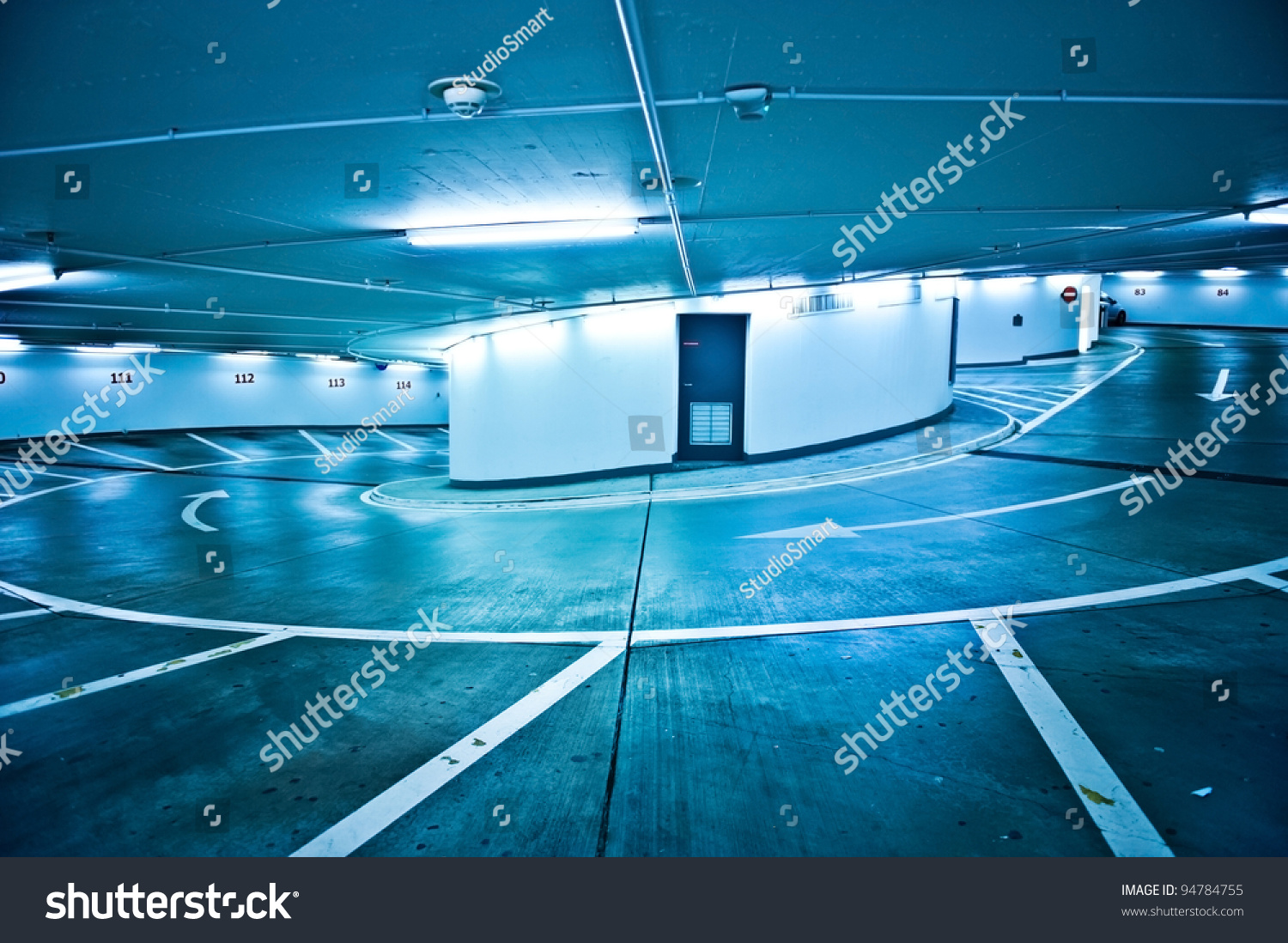 Empty Underground Parking Area Interior Blue Stock Photo 94784755 ...