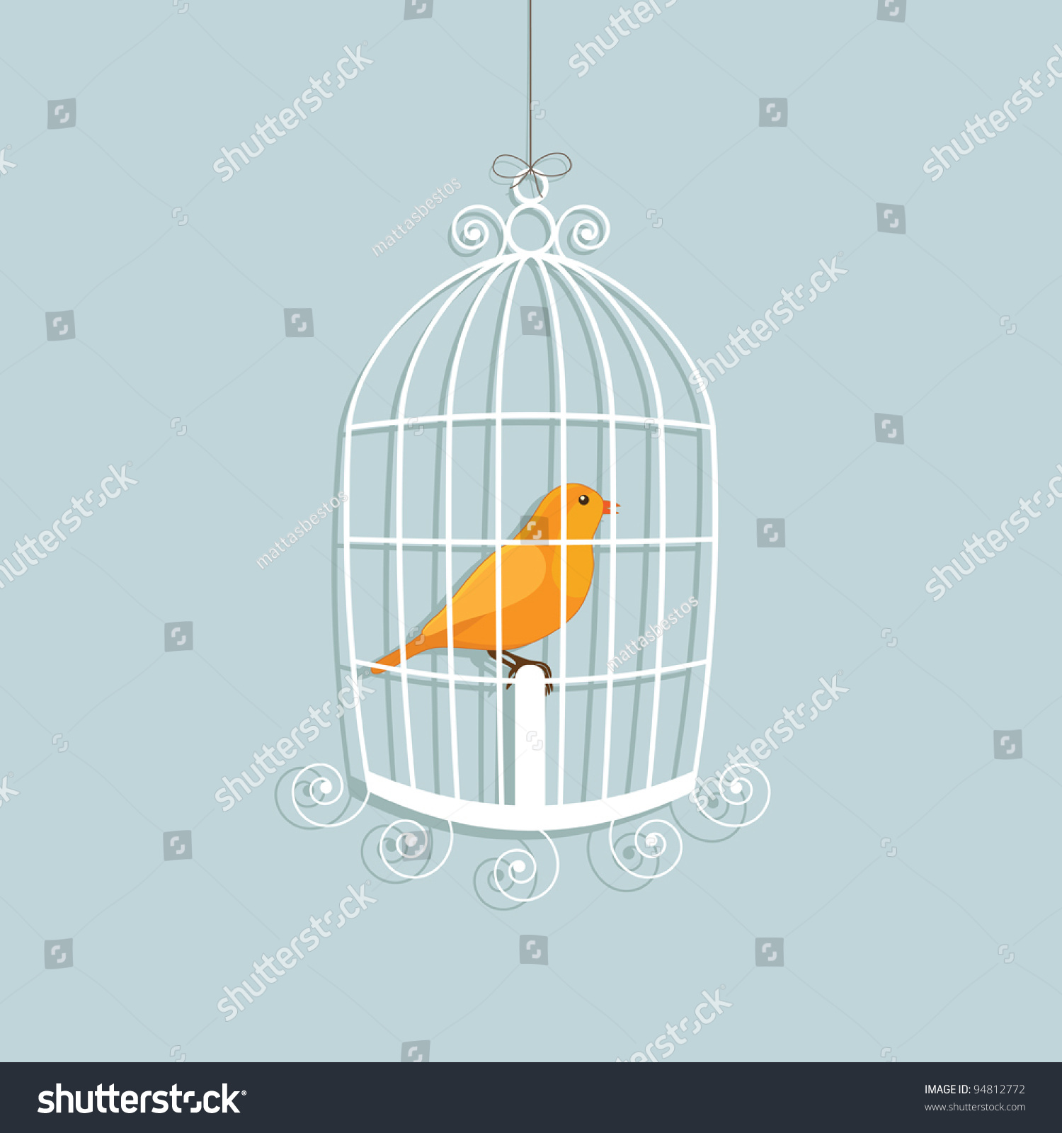 Птичка в клетке канарейка
