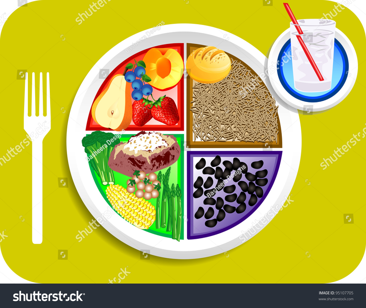 Vector Illustration Vegan Vegetarian Dinner Items Stock Vector (Royalty ...