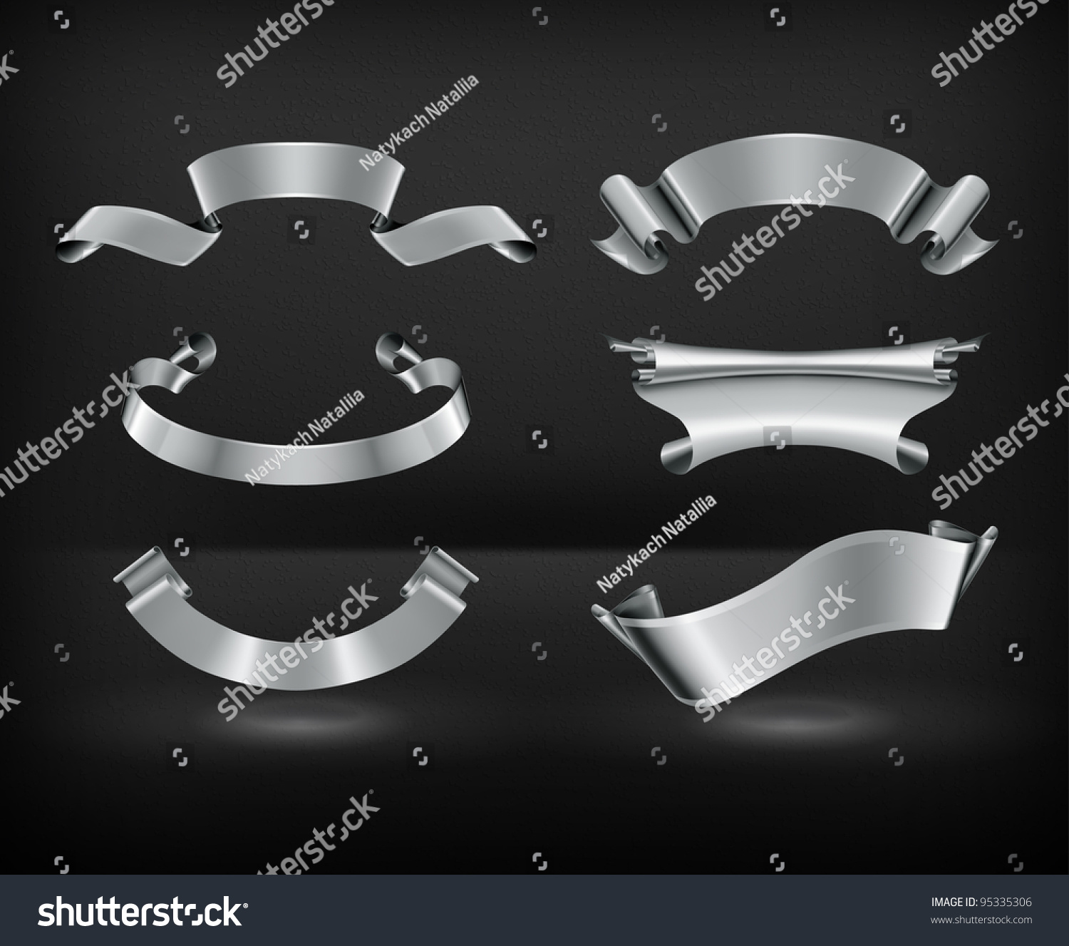 Silver Ribbons Vector Stock Vector (Royalty Free) 95335306 | Shutterstock