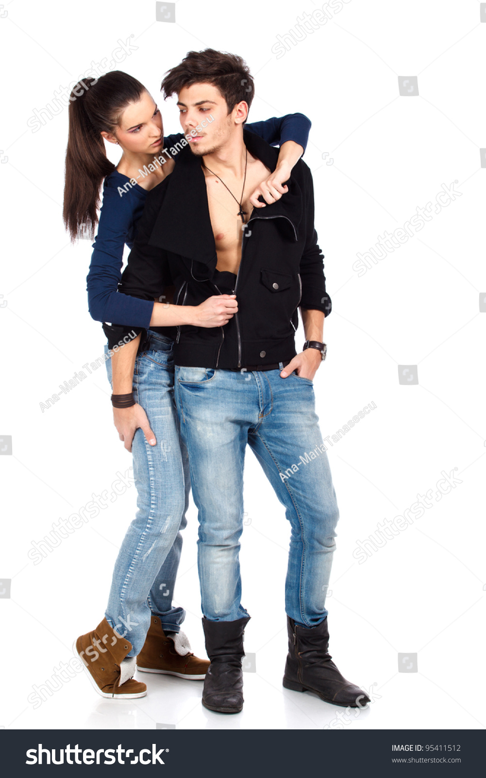 Sensual Couple Attractive Young Woman photo