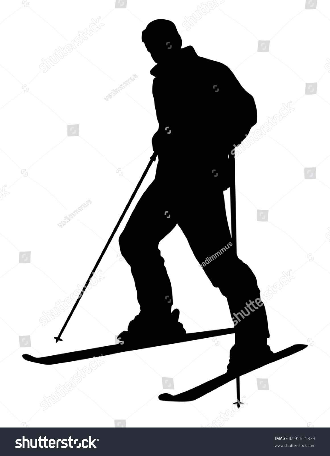 Skier Silhouette Isolated Stock Vector (Royalty Free) 95621833 ...