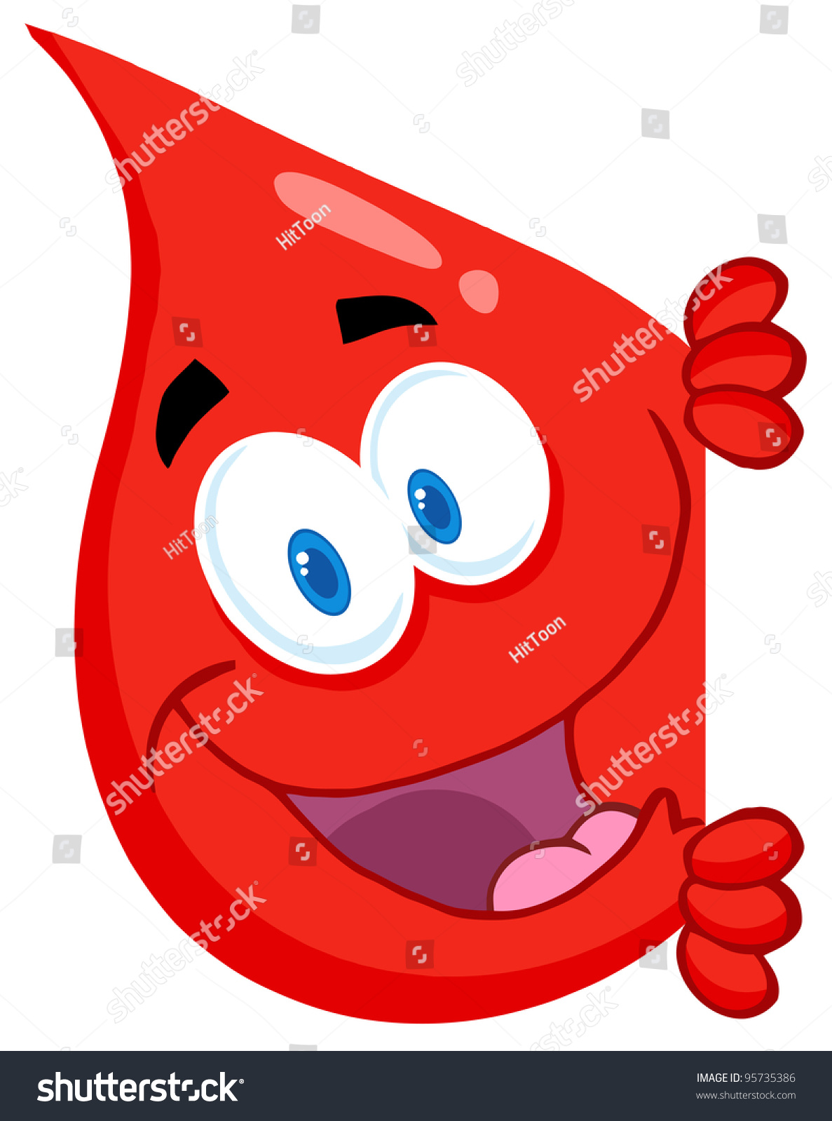 Happy Red Blood Drop Looking Around Stock Vector Royalty Free