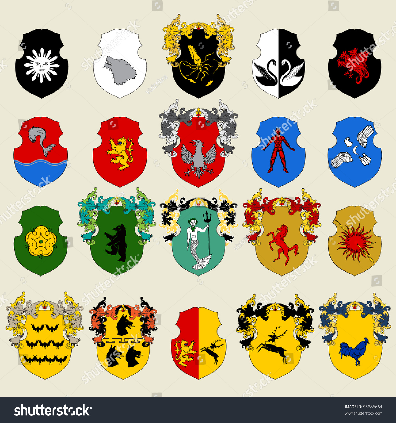 Blazon Set Stock Vector (Royalty Free) 95886664 | Shutterstock