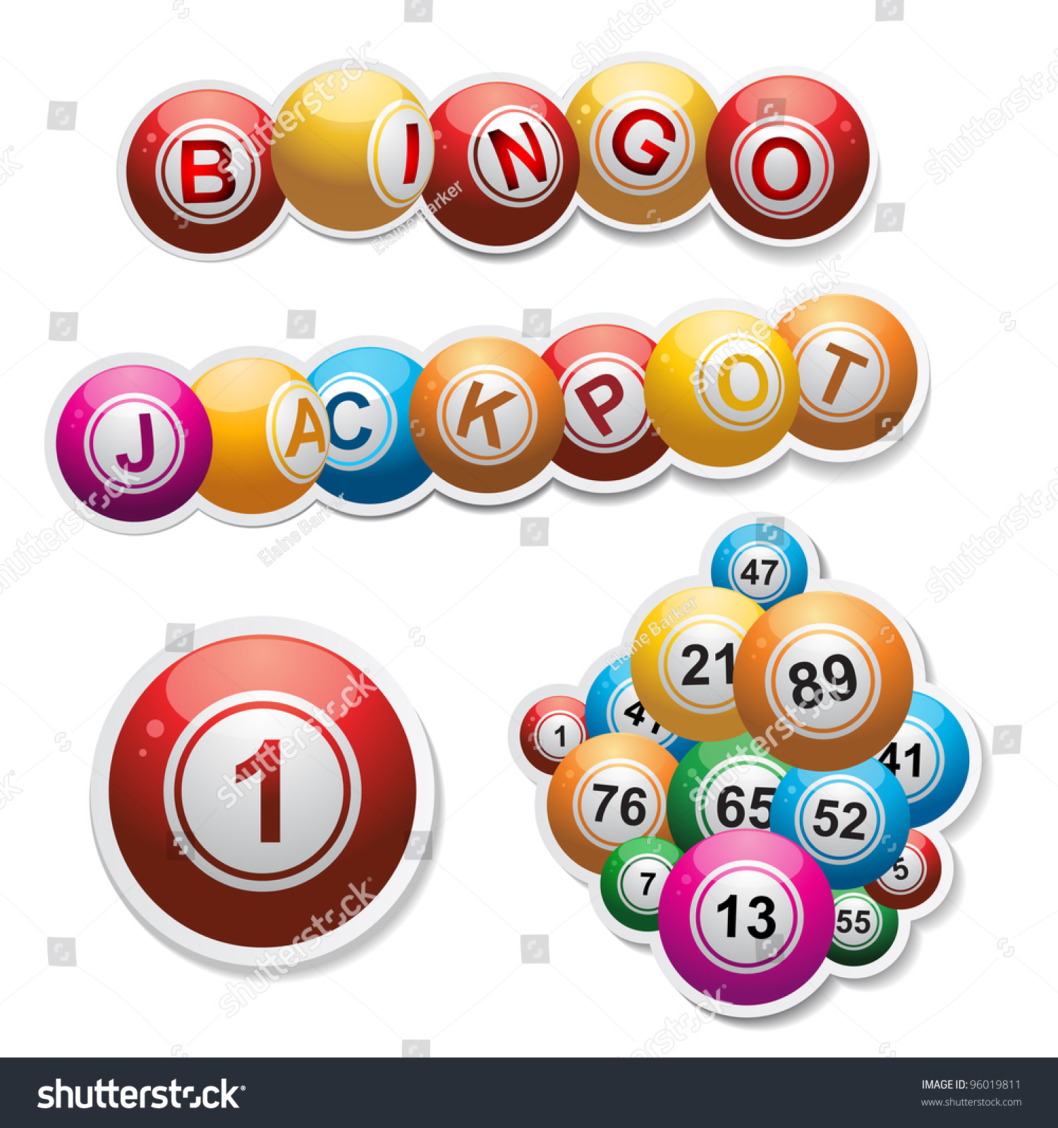 Bingo Ball Sticker Set Stock Vector (Royalty Free) 96019811 | Shutterstock