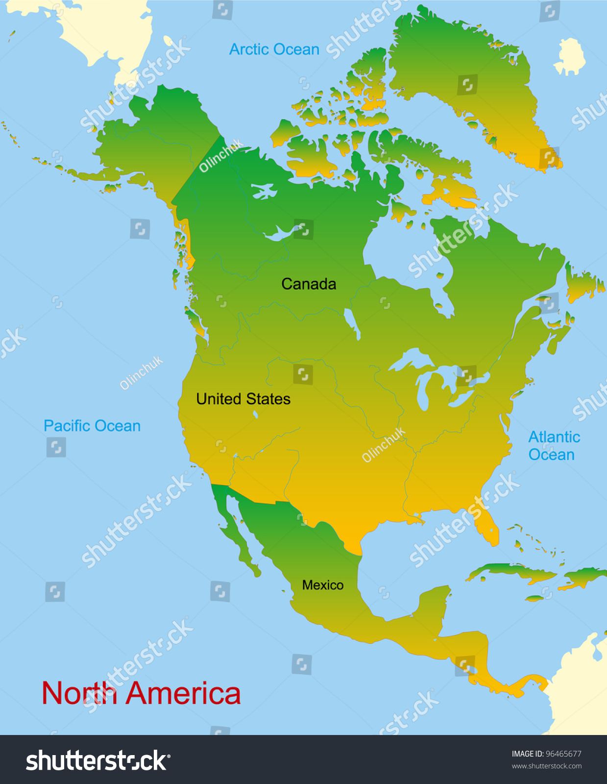 Detailed Vector Map North America Continent Stock Vector Royalty Free 96465677 Shutterstock 