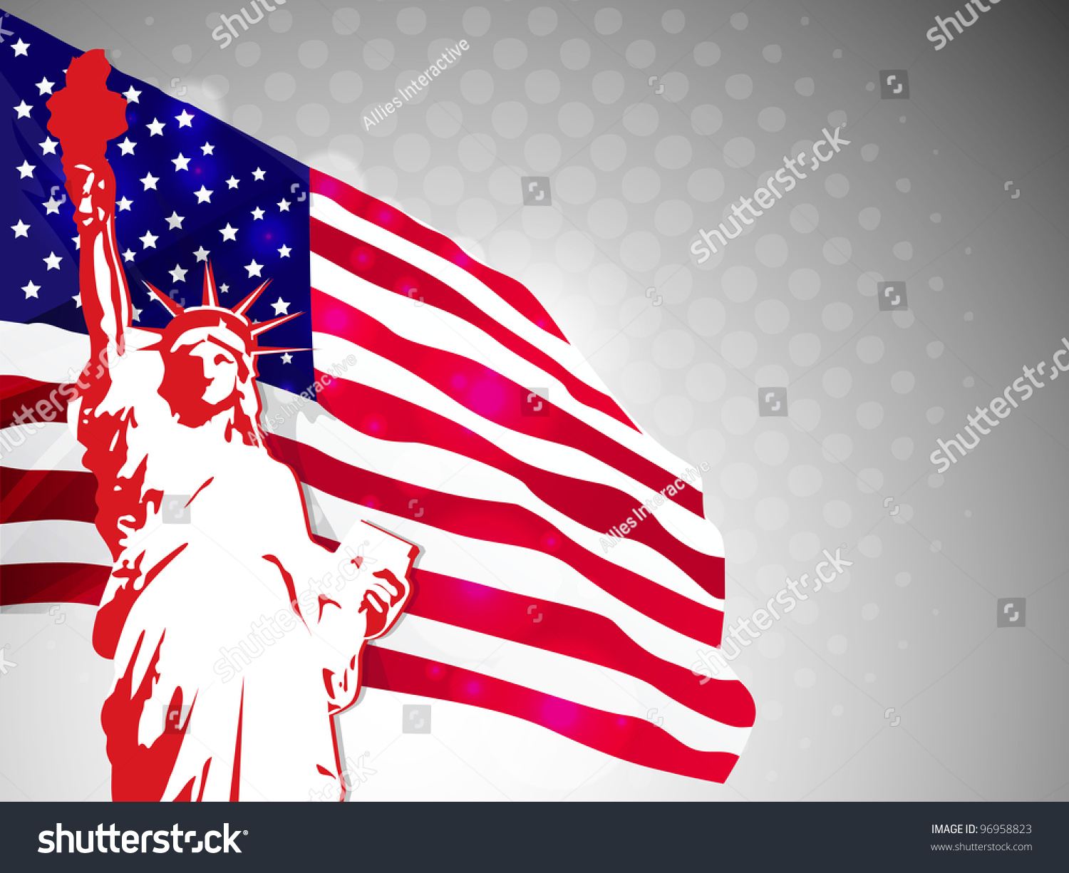 American Flag Statue Liberty On Dotted Stock Vector (Royalty Free ...