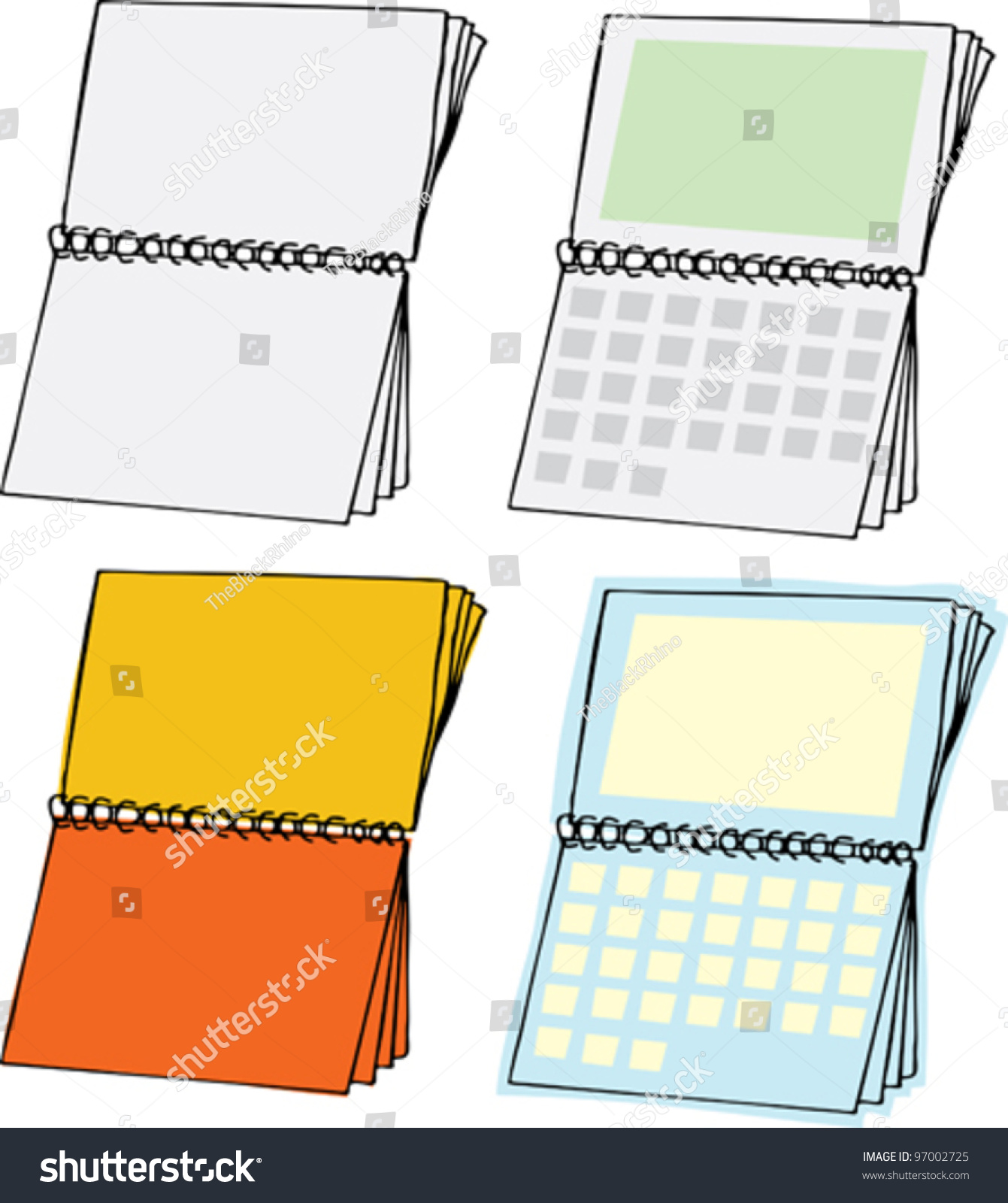 Four Types Blank Spiral Bound Calendars Stock Vector (Royalty Free ...