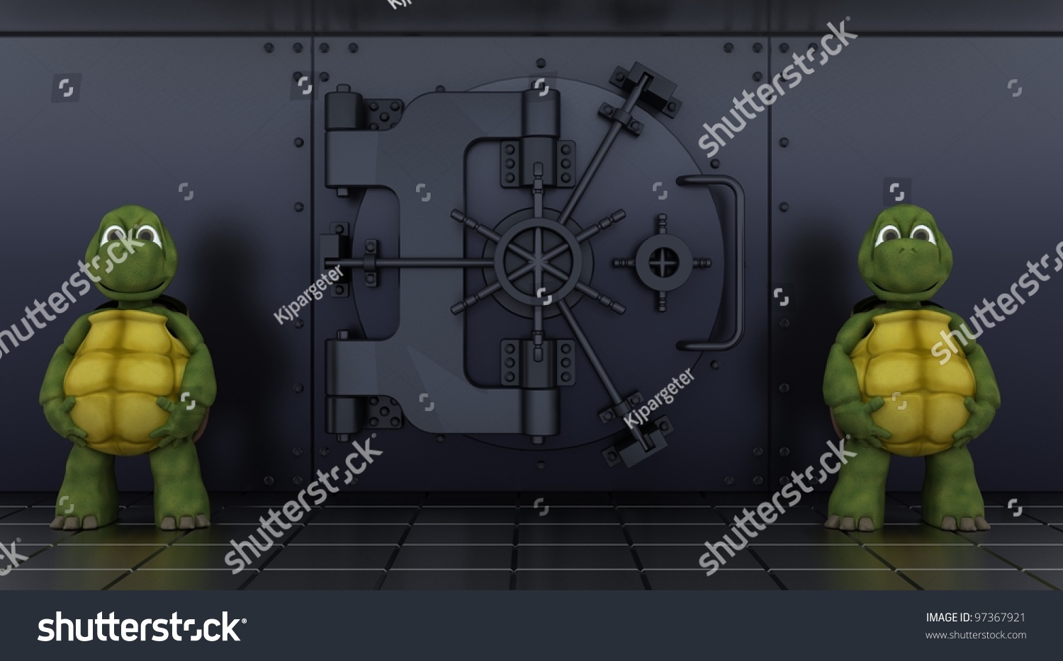 3d Render Tortoises Guarding Bank Vault Stock Illustration 97367921 Shutterstock 4830