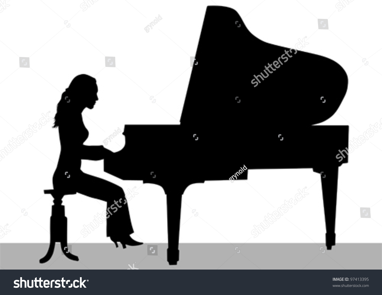 Силуэт пианино и пианист