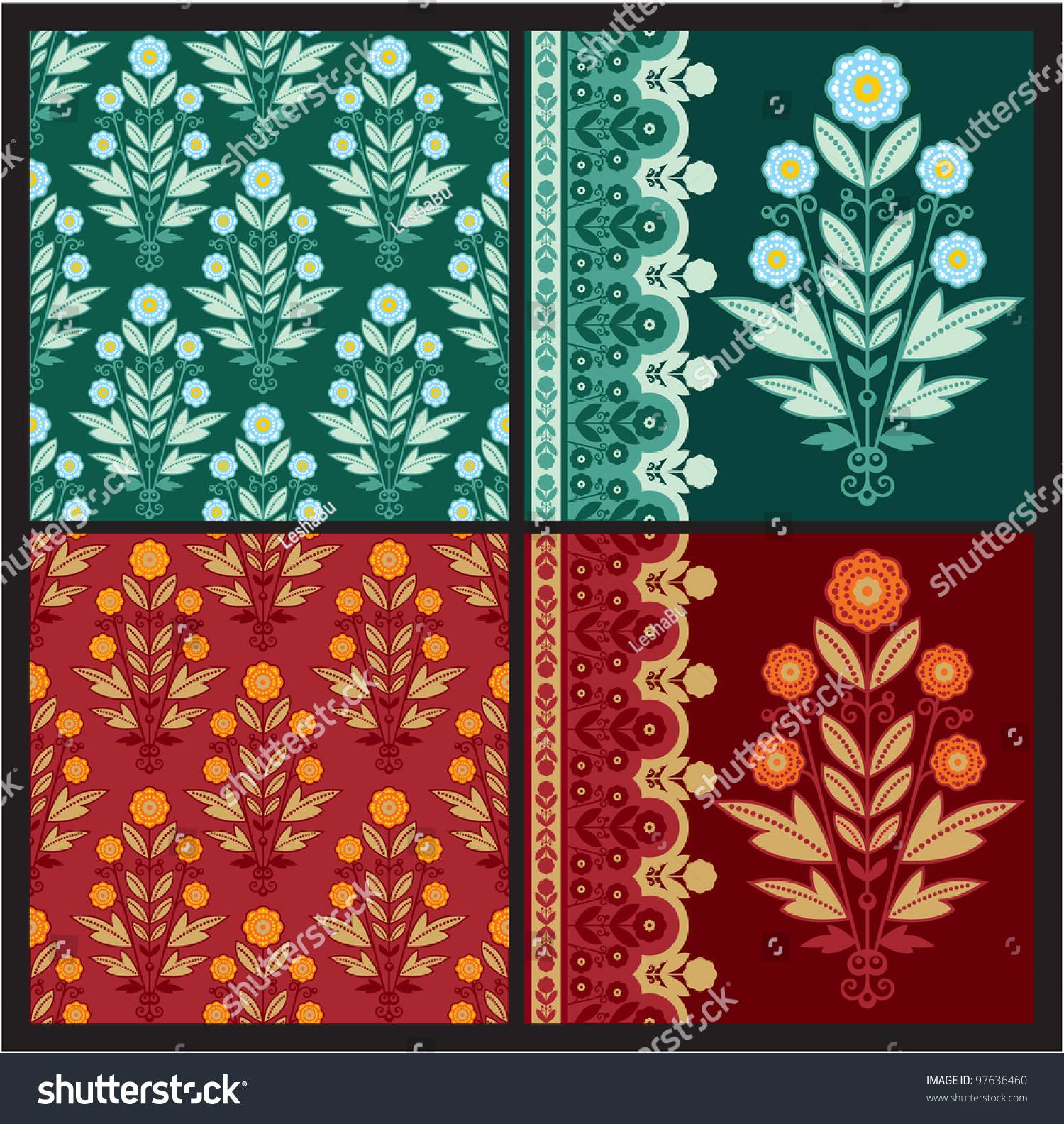 set-floral-design-elements-stock-vektorgrafik-lizenzfrei-97636460-shutterstock