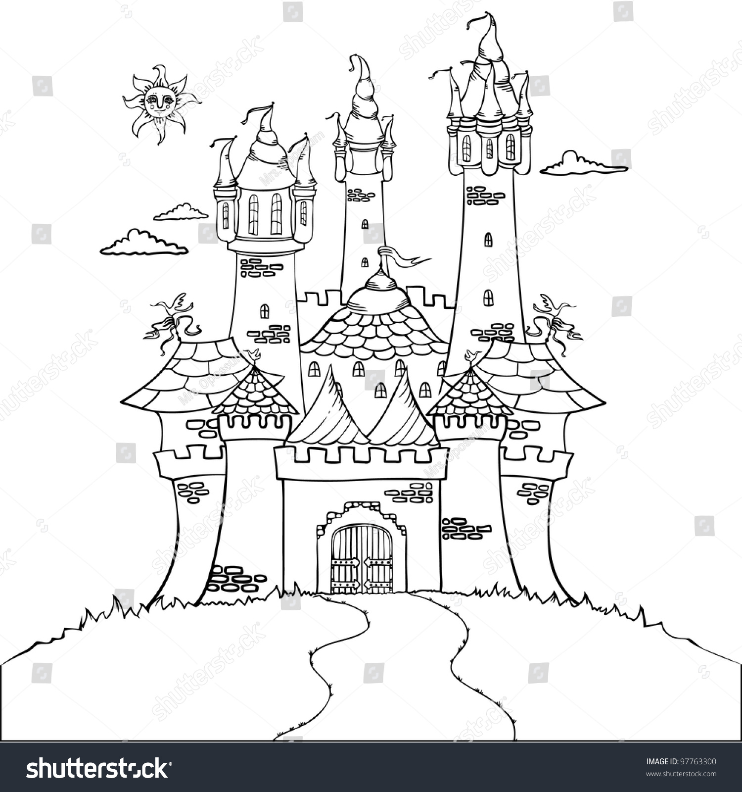 Magic Castle Silhouette Stock Vector (Royalty Free) 97763300 | Shutterstock