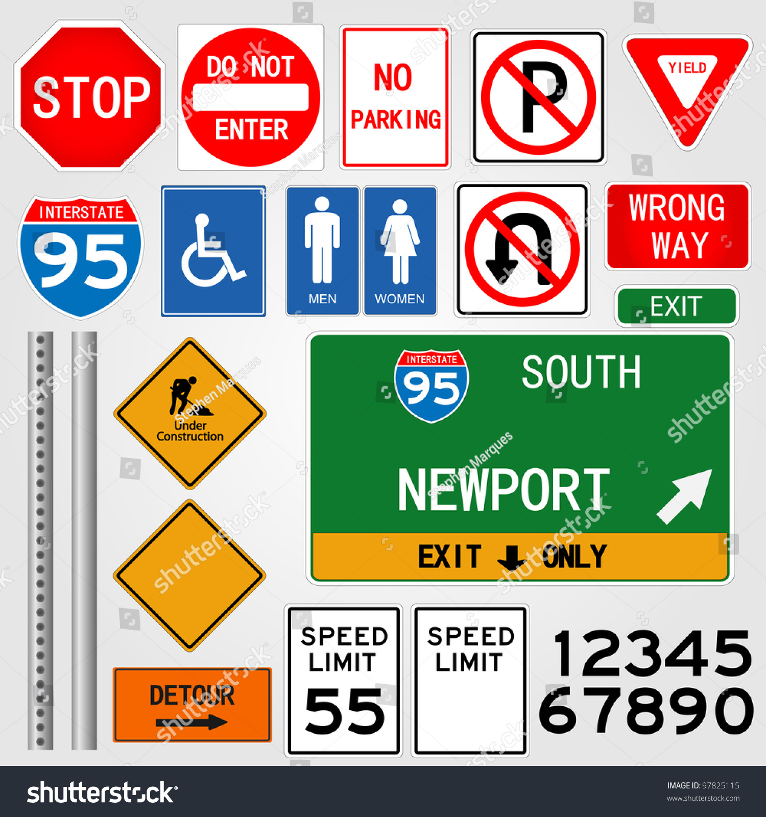 Road Signs Illustration Stock Vector (Royalty Free) 97825115 | Shutterstock