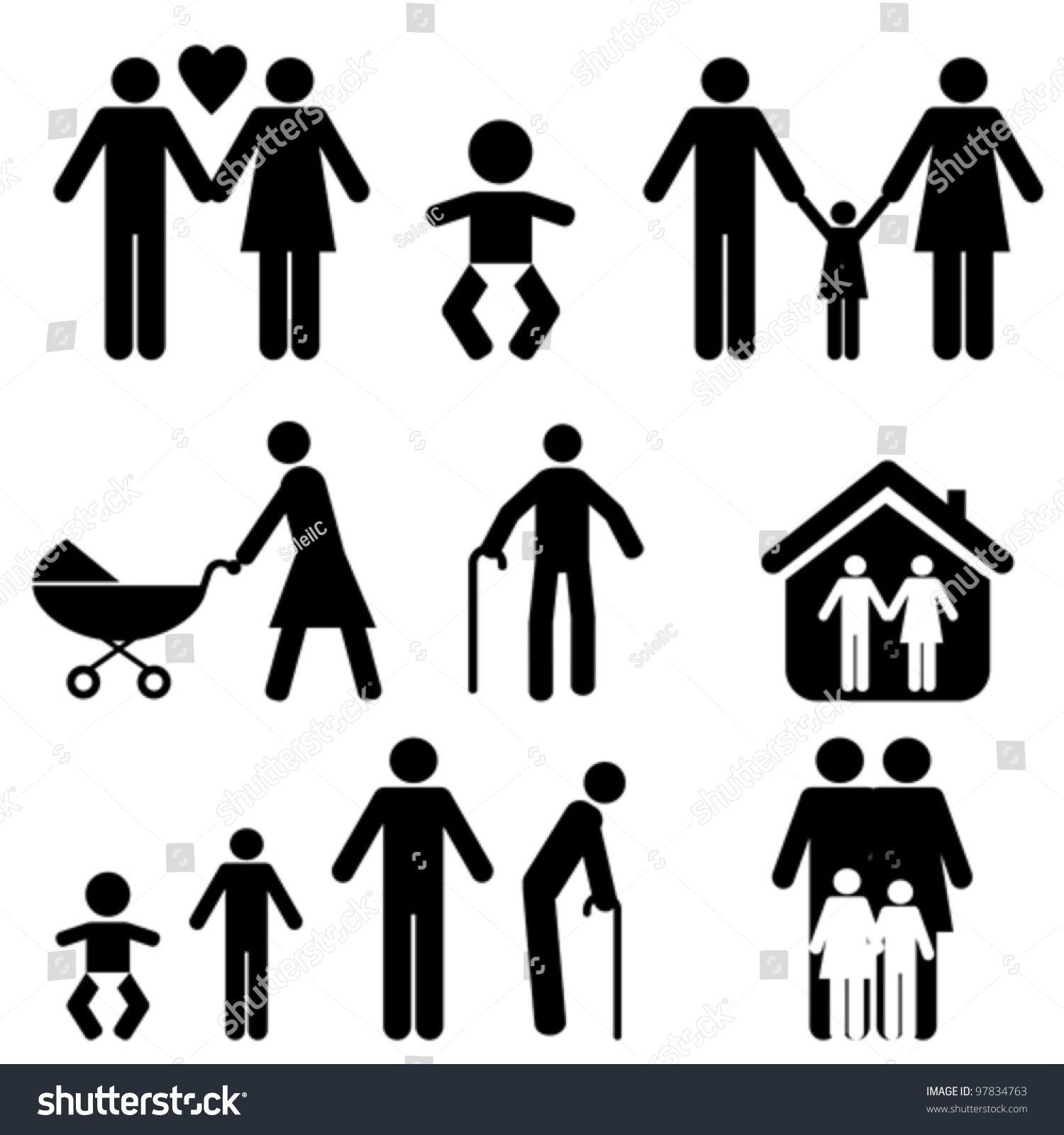 Family Life Icon Set Stock Vector (Royalty Free) 97834763 | Shutterstock