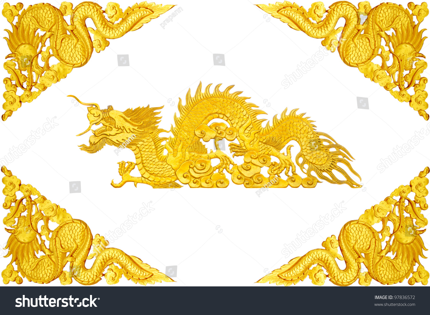 Golden Dragon Frame On White Background Stock Photo 97836572 | Shutterstock