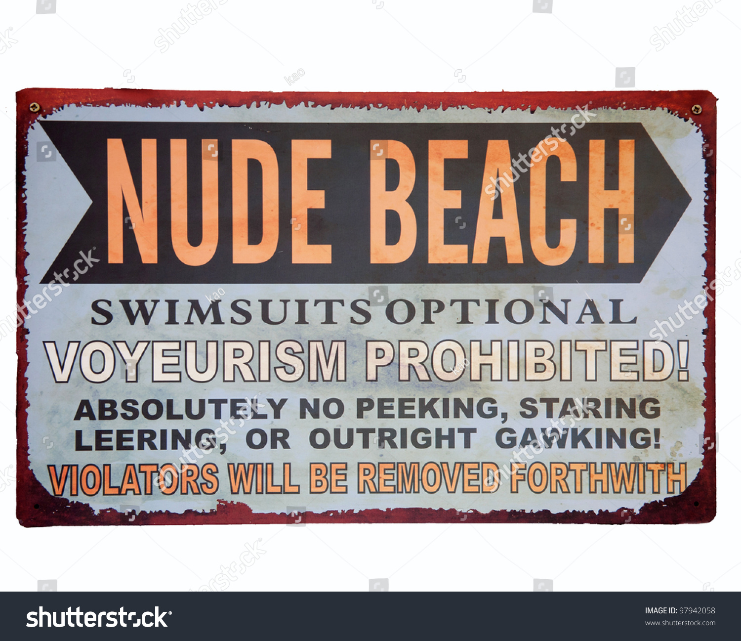 Nude Beach Signsign Board Stock Photo