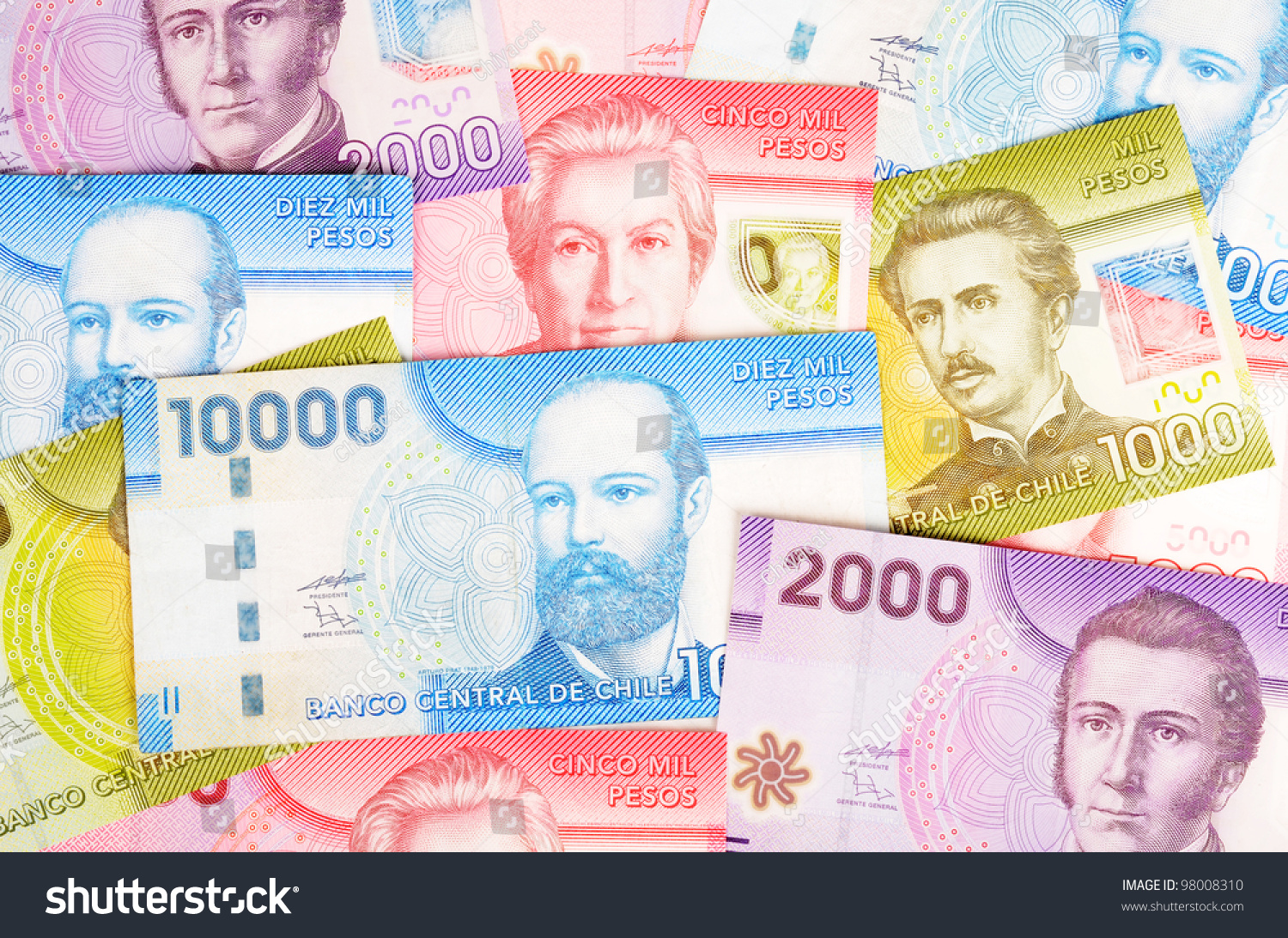 Colorful Chilean Pesos Various Denominations Stock Photo 98008310 ...