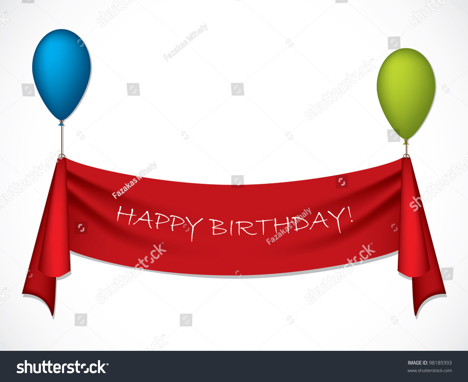 Happy Birthday Ribbon Hanging On Balloons Stock Vector (Royalty 