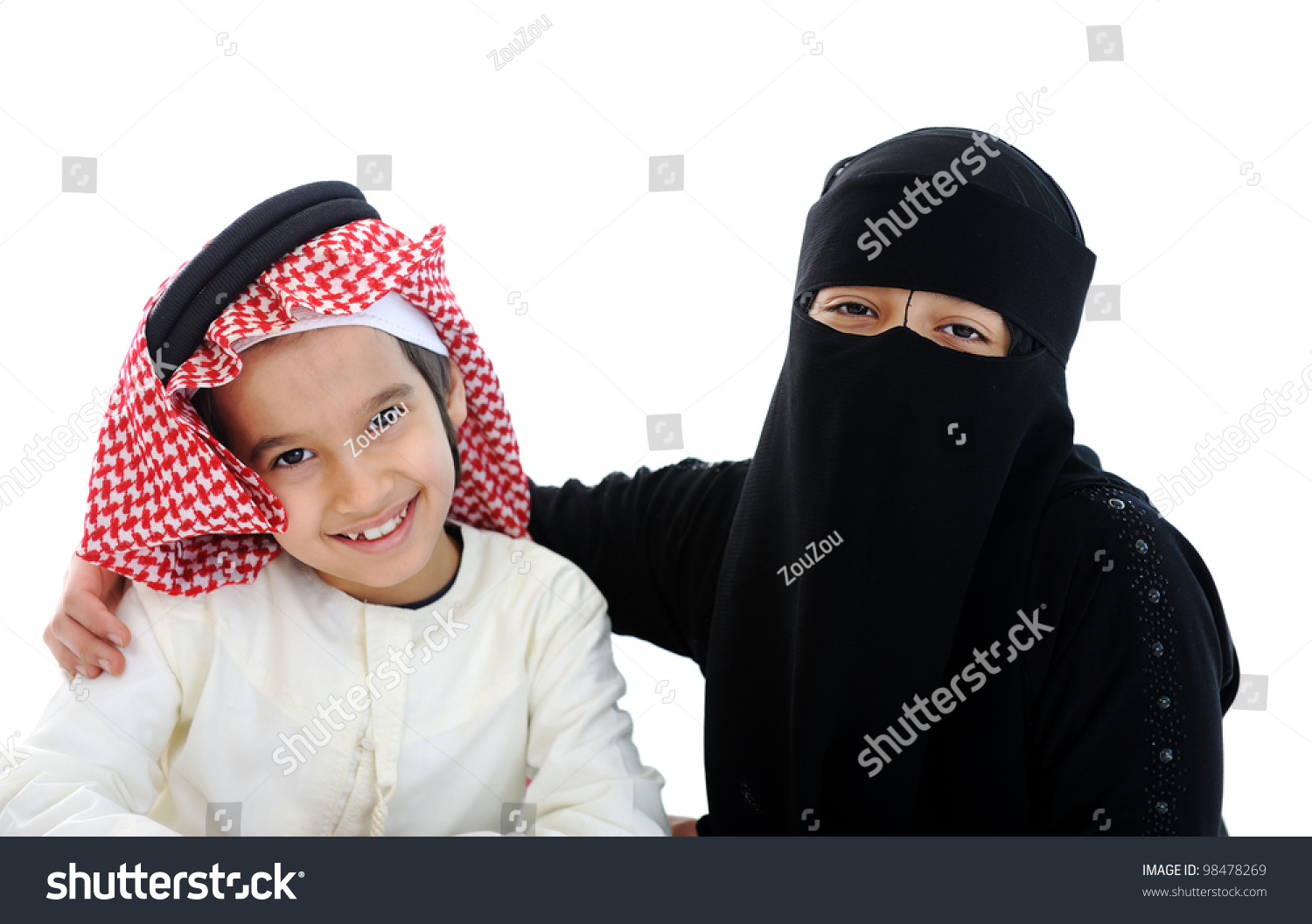 Muslim Arabic Boy Girl Traditional Clothes Stock Photo 98478269 