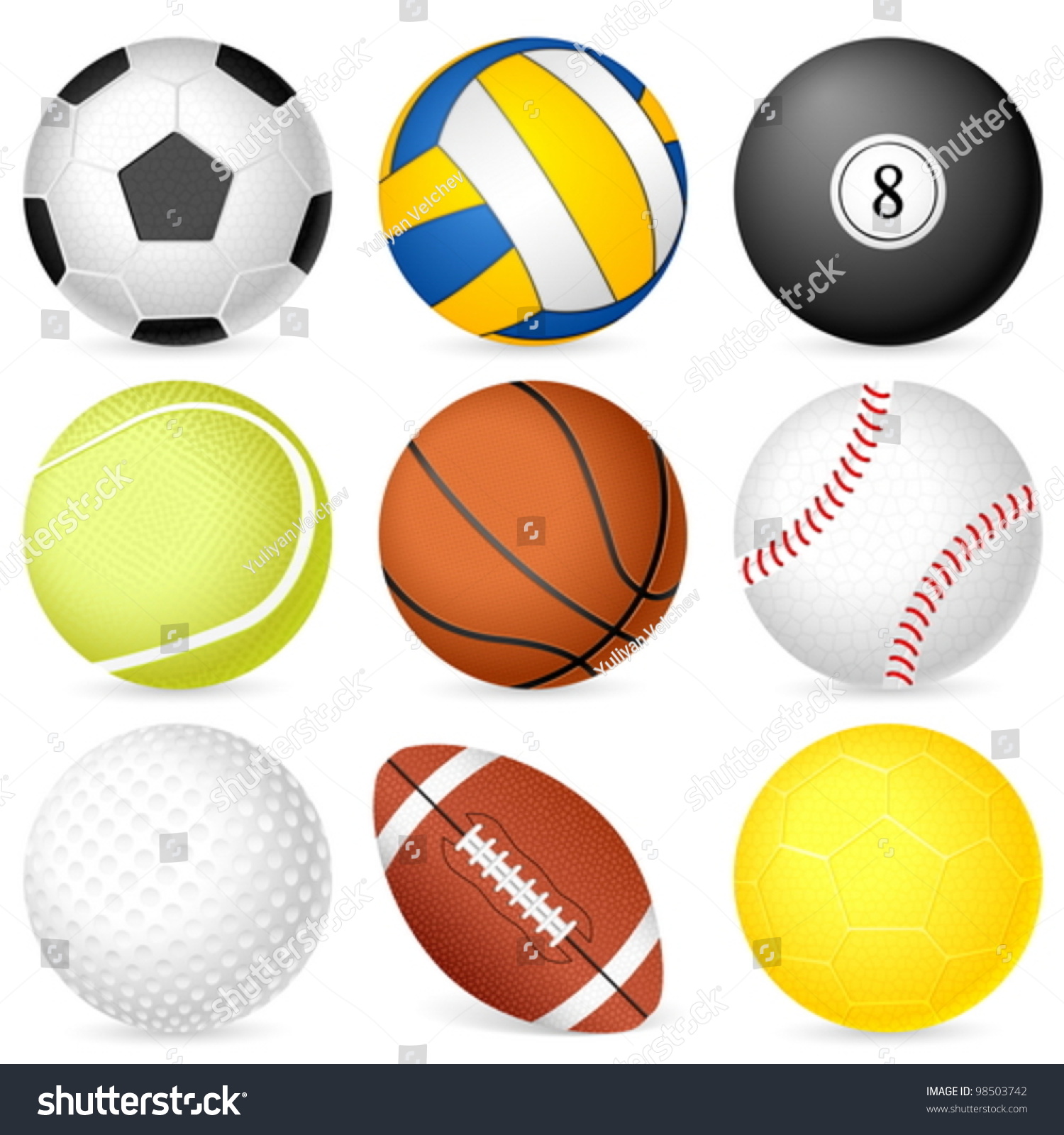 Нарисовать мячи разных видов спорта