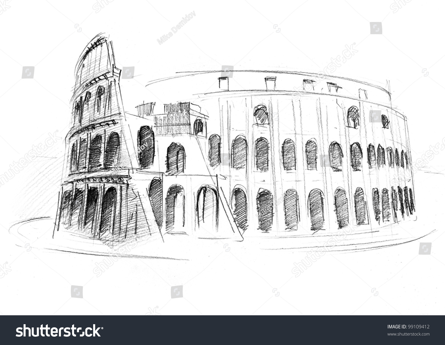 Поэтапка рисования Колизея