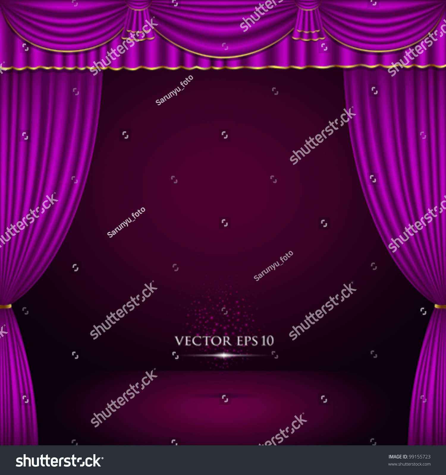 Violet Gold Theater Curtain Classic Background Stock Vector (royalty 