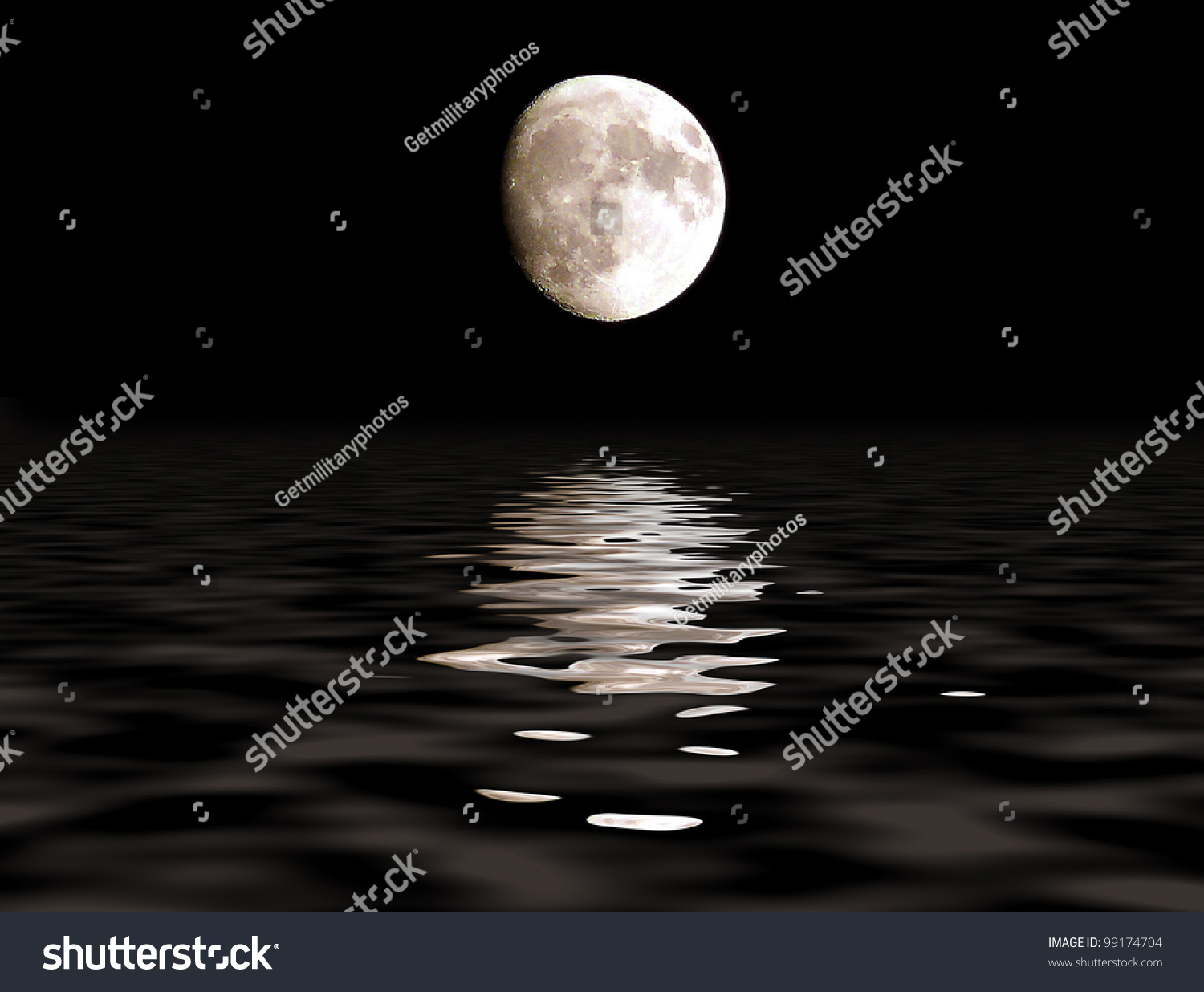 Full Moon Over Ocean Lunar Path Stock Photo 99174704 