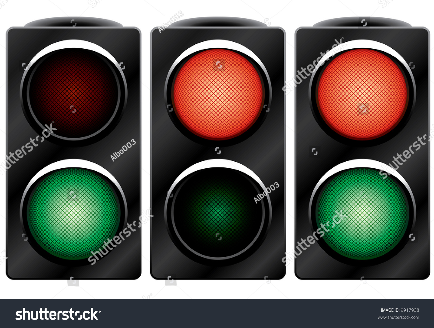 Traffic Light Variants Raster Vector Illustration Stock Illustration ...