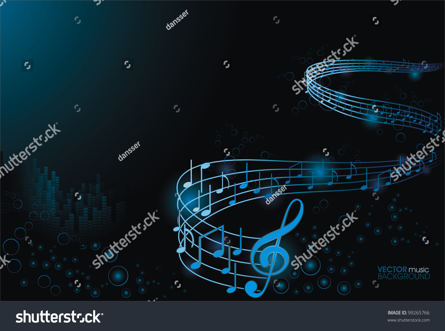 Abstract Music Dark Blue Background Notes Stock Vector (Royalty Free ...