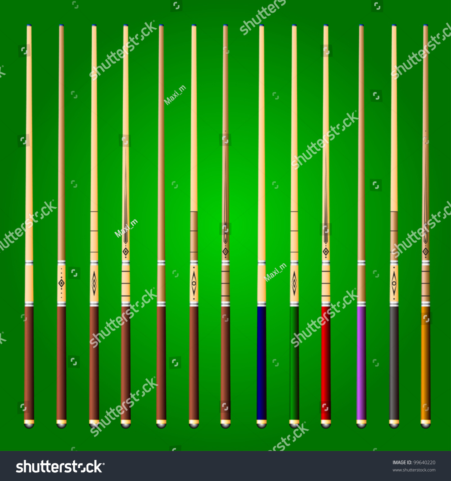 Set Cues Icons On Green Background เวกเตอร์สต็อก ปลอดค่าลิขสิทธิ์