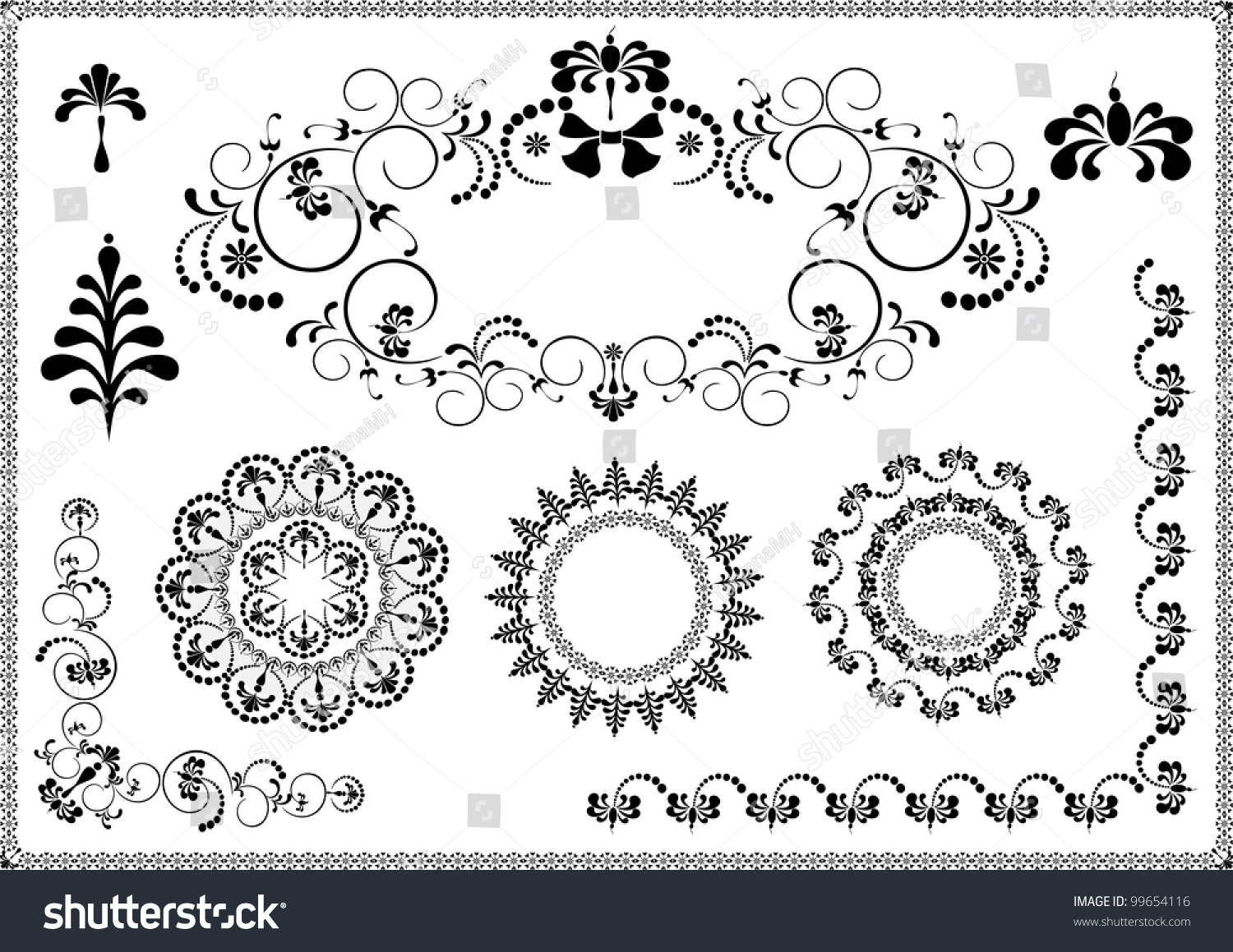 Black Ornamental Frame Border On White Stock Illustration 99654116 ...