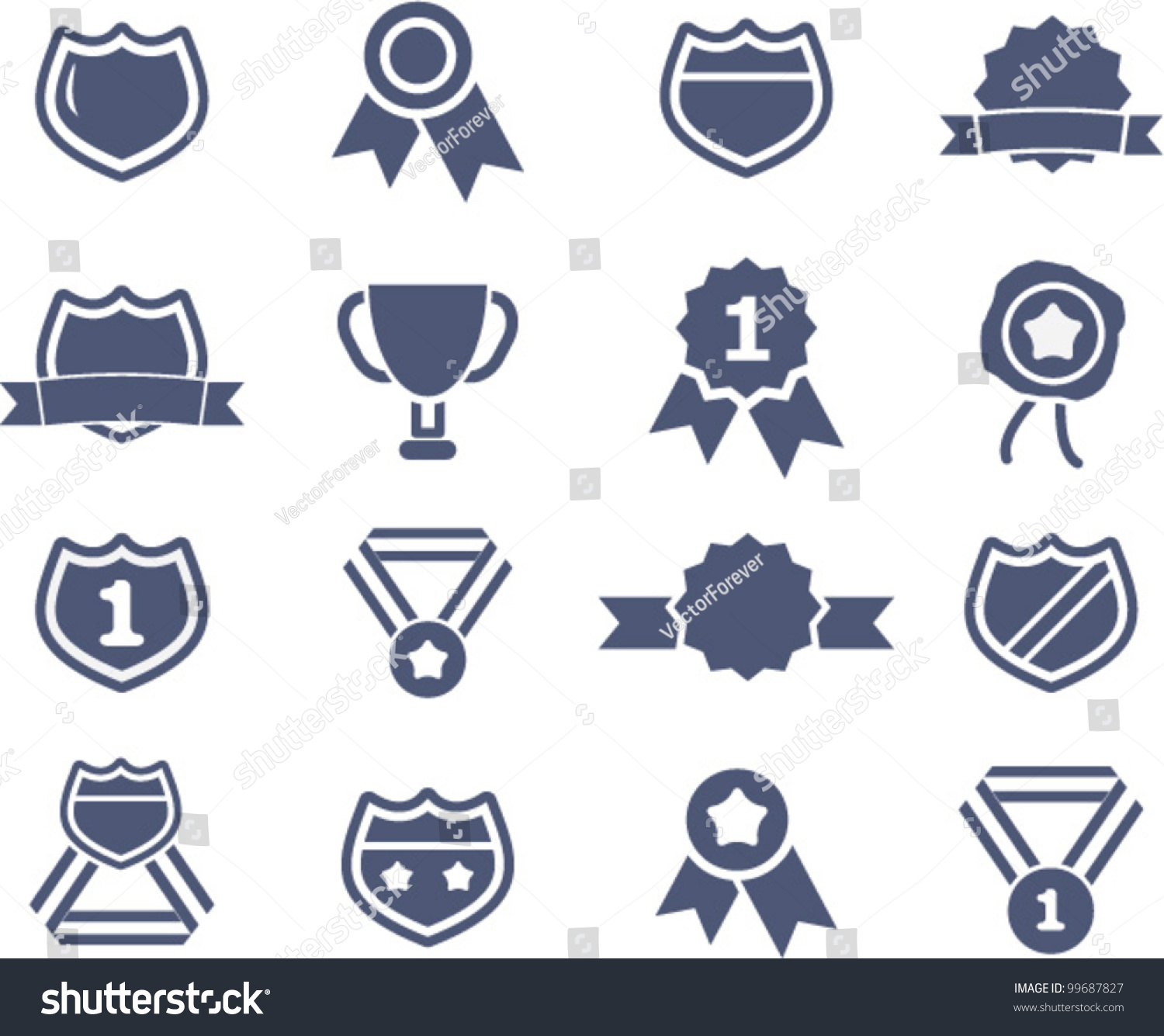 Awards Lables Icons Set Vector Stock Vector Royalty Free 99687827