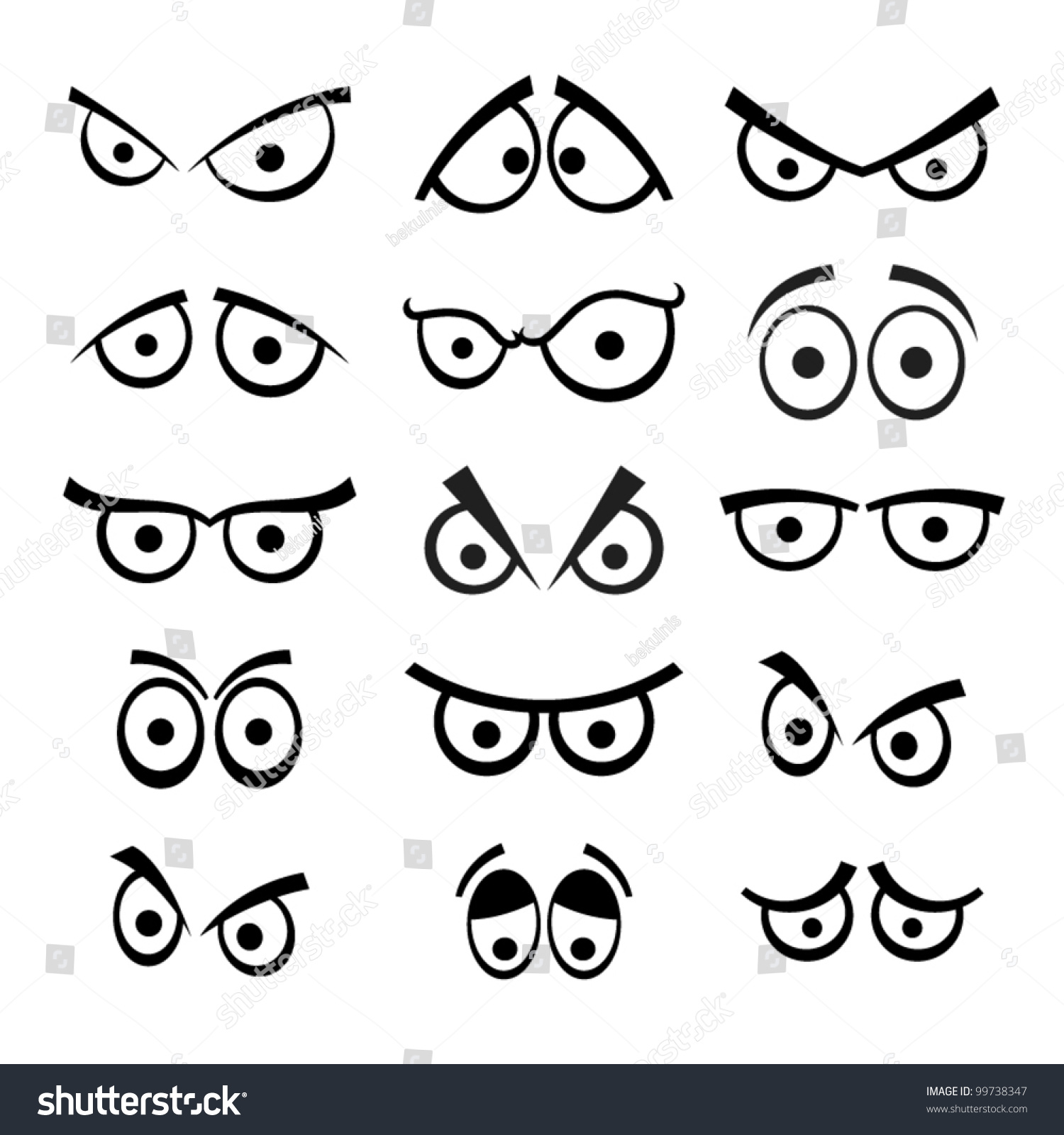 Set Cartoon Eyes Stock Vector Royalty Free 99738347 Shutterstock