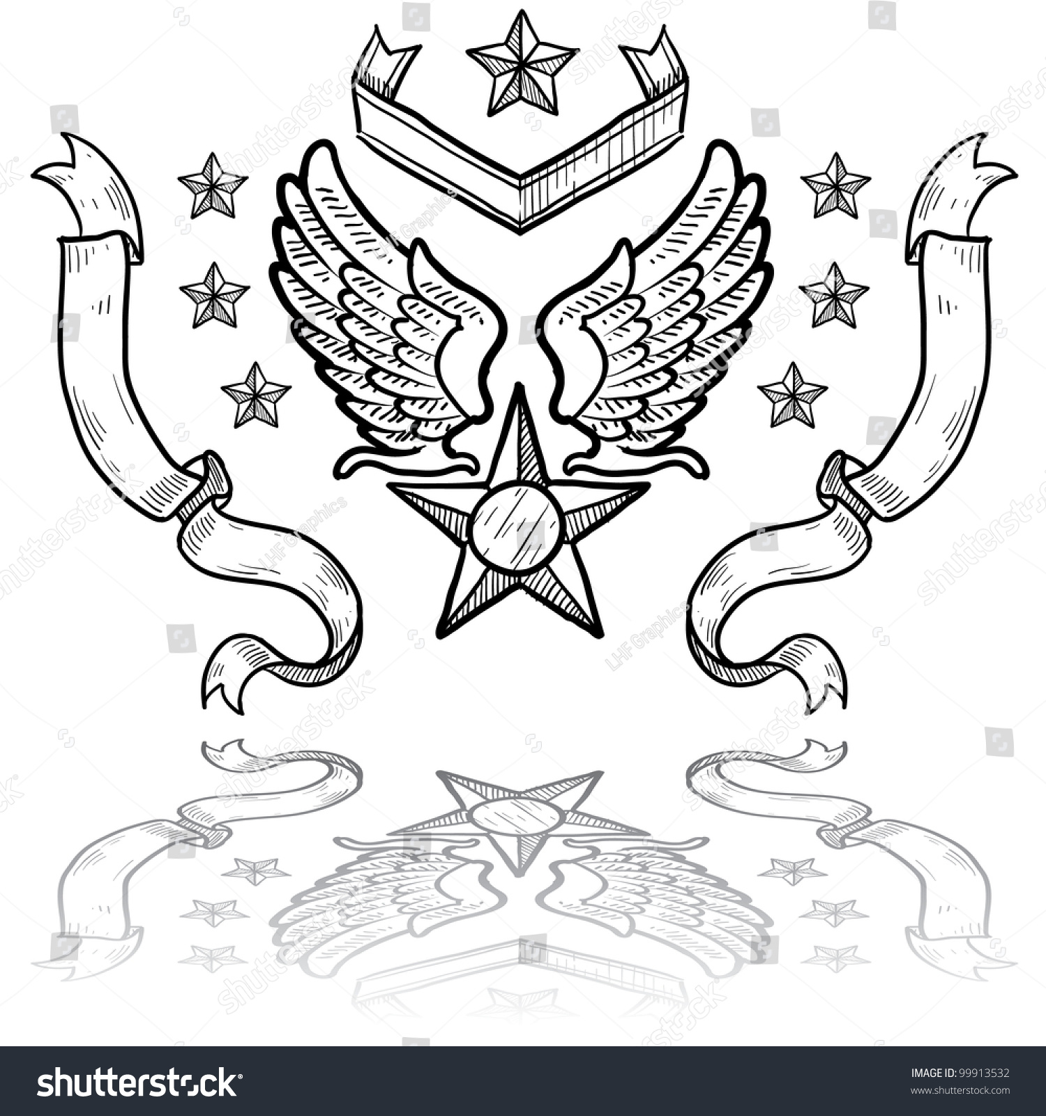 Doodle Style Military Insignia Us Air Stock Vector (Royalty Free ...