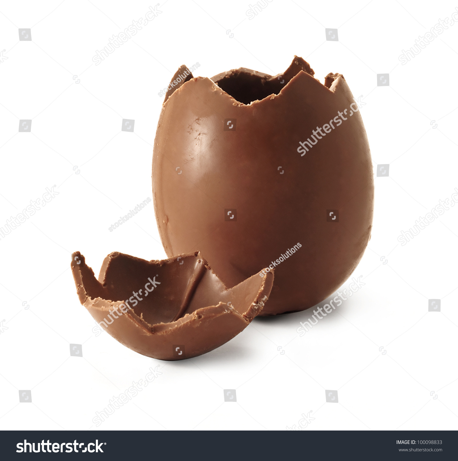 Chocolate Easter egg with the top broken off #100098833