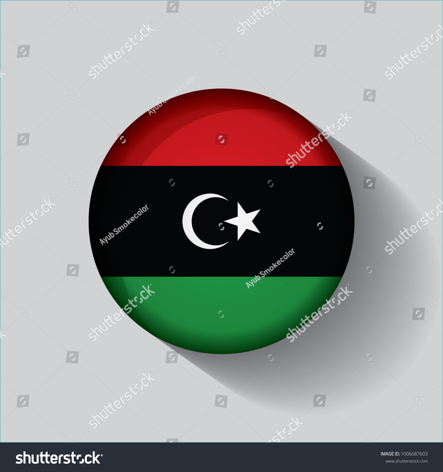 Button Flag of Libya in a round metal chrome - Royalty Free Stock ...