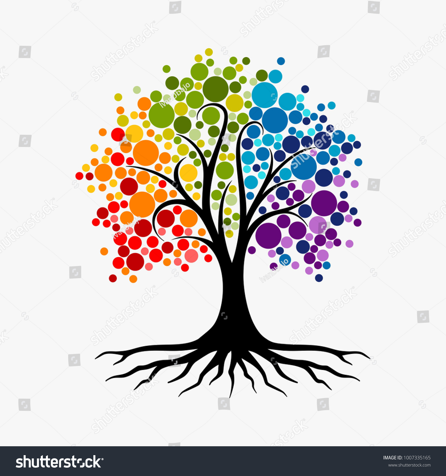 Abstract vibrant tree logo design, root vector #1007335165