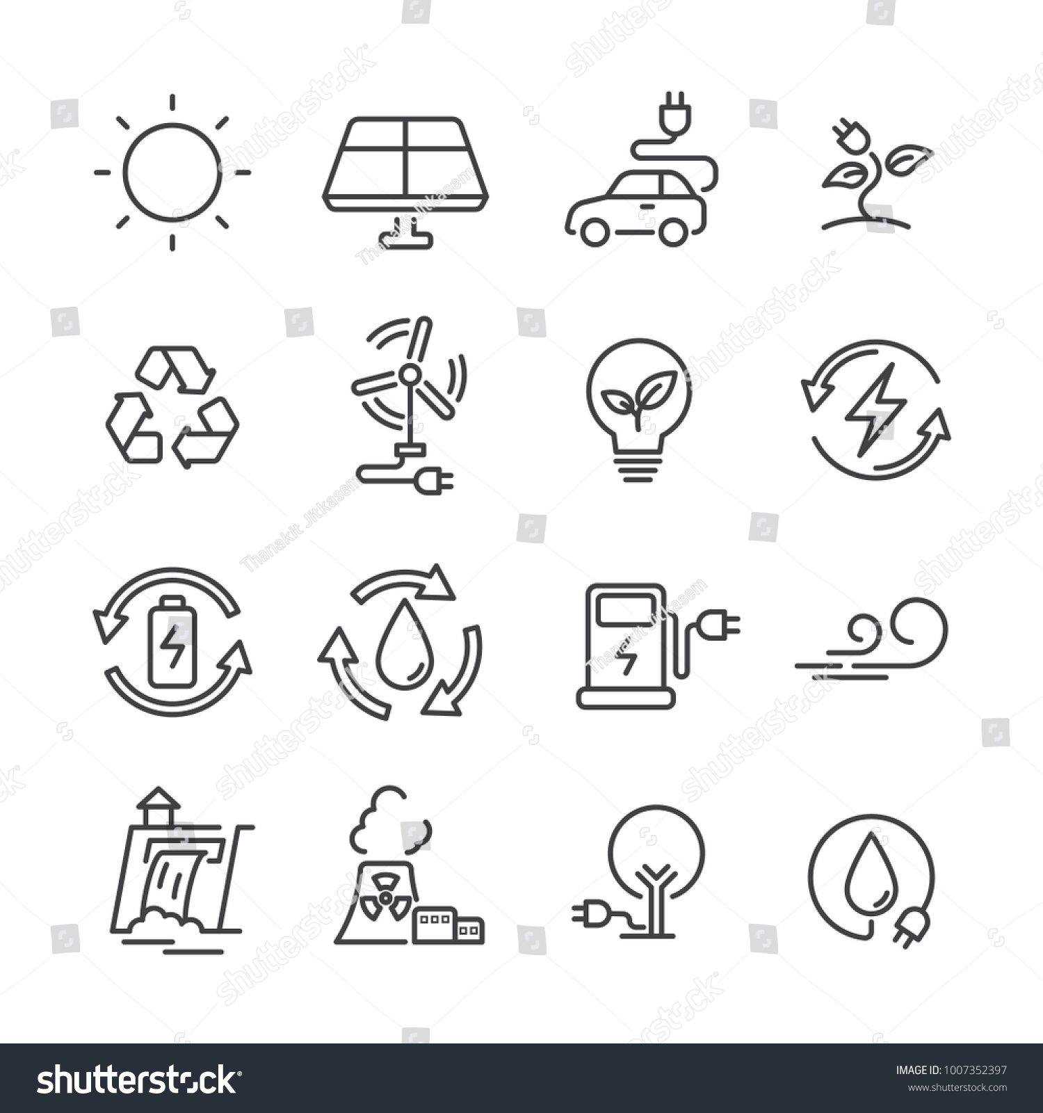 line icon electric power clean ennergy concept. editable stroke. vector illutration.  #1007352397