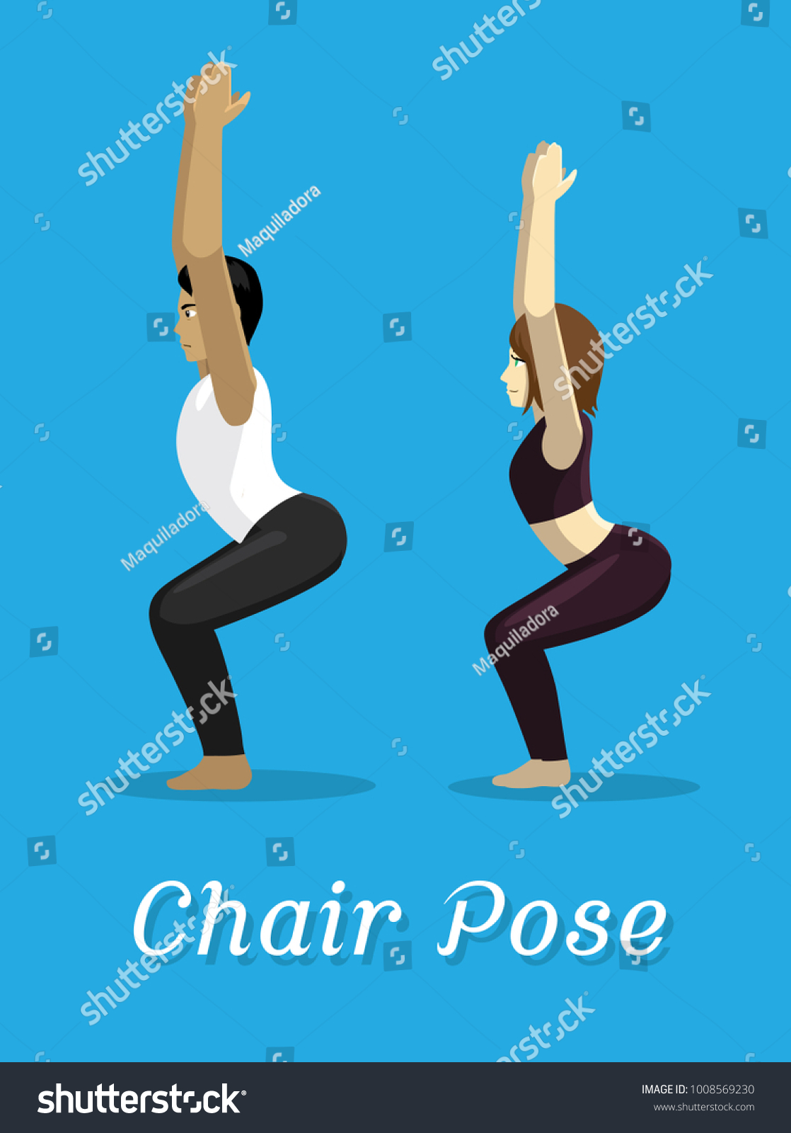 Manga Style Cartoon Yoga Chair Pose - Royalty Free Stock Vector ...