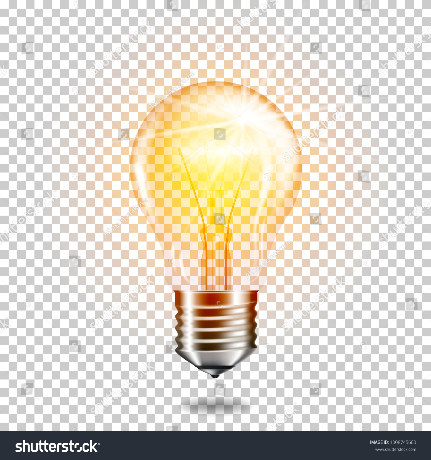 Transparent realistic glowing light bulb, isolated. #1008745660
